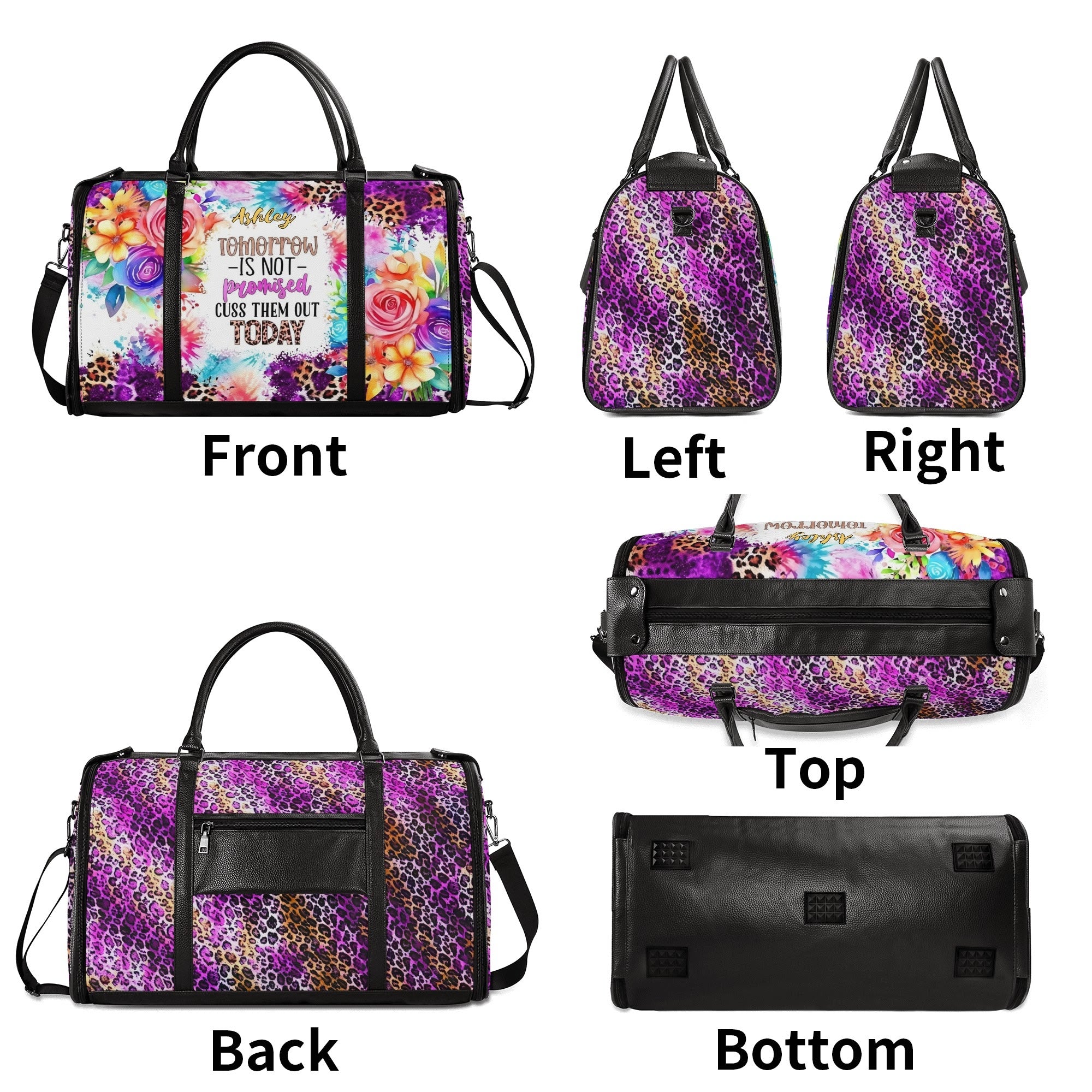 Personalized Leather Duffle Bag Foldable Travel Bag