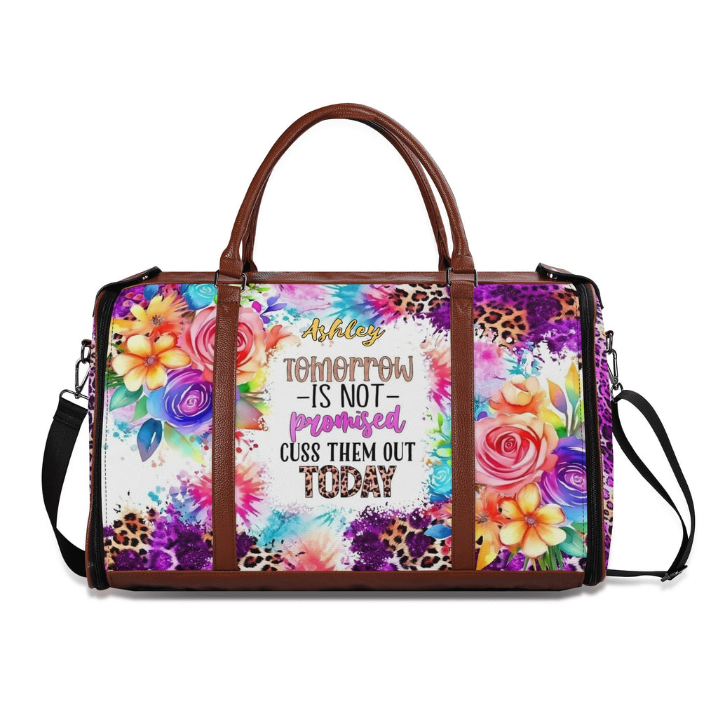 Personalized Leather Duffle Bag Foldable Travel Bag