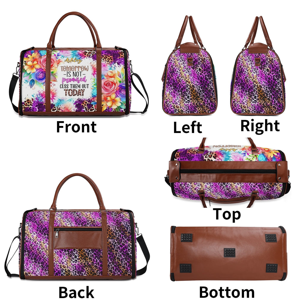 Personalized Leather Duffle Bag Foldable Travel Bag
