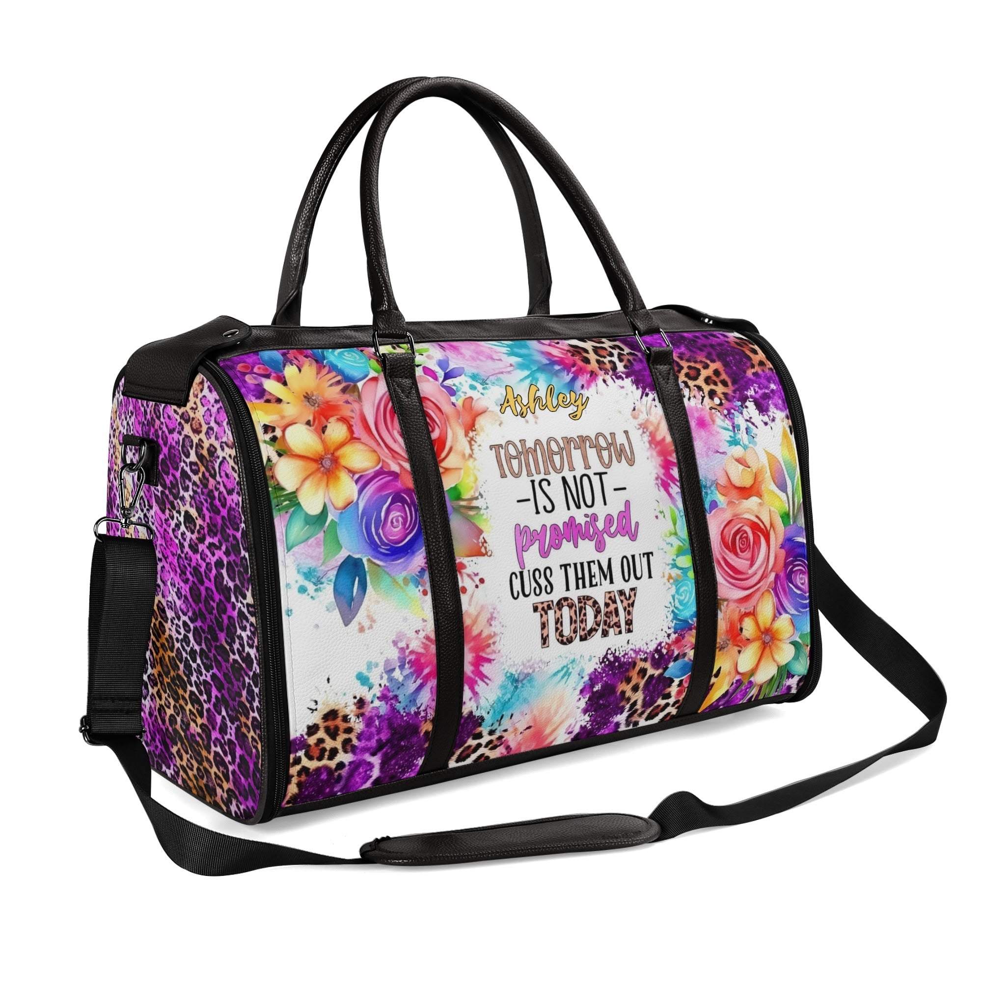 Personalized Leather Duffle Bag Foldable Travel Bag