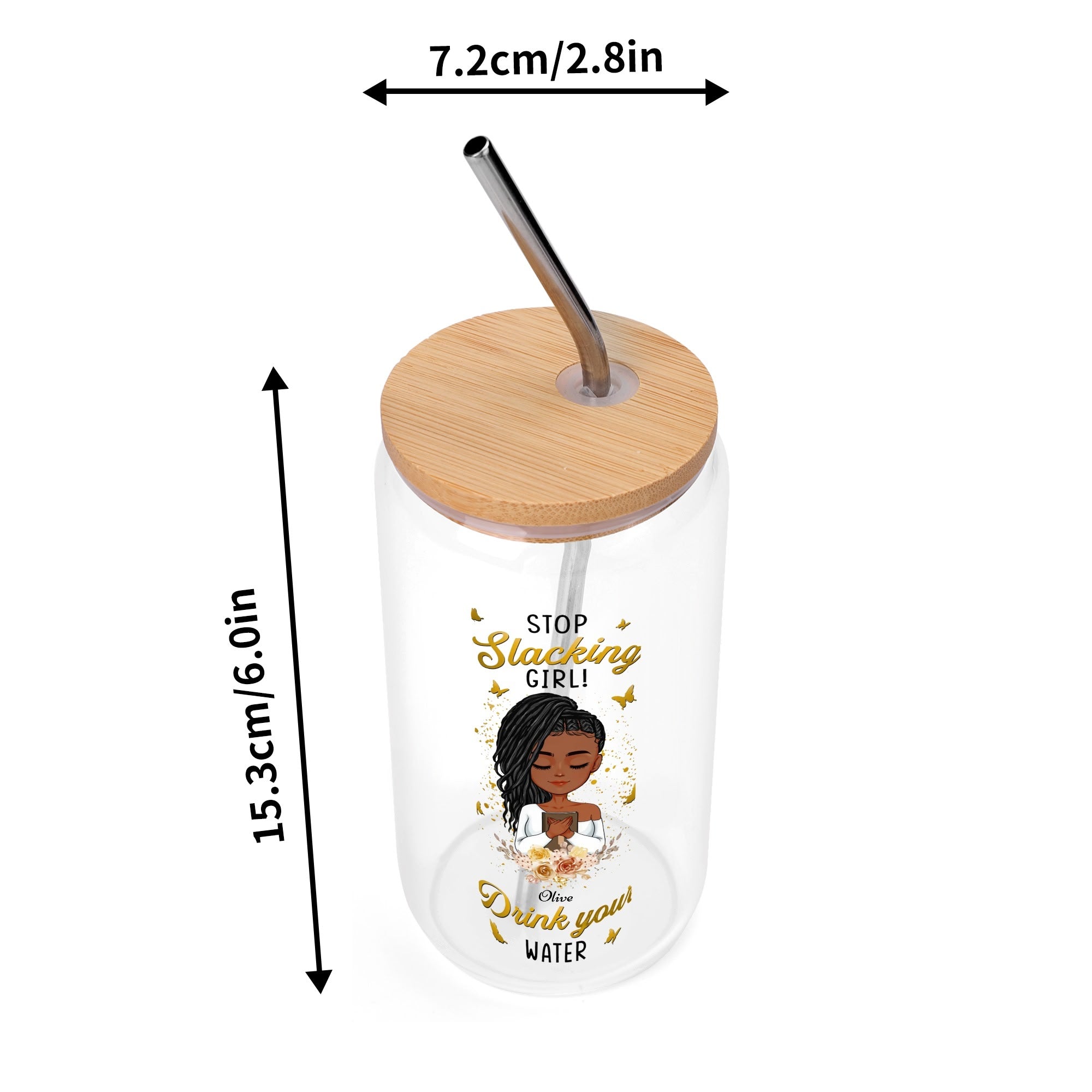 Transparent Bamboo Covered Cup 16oz Glass Cups Furniture with Straw
