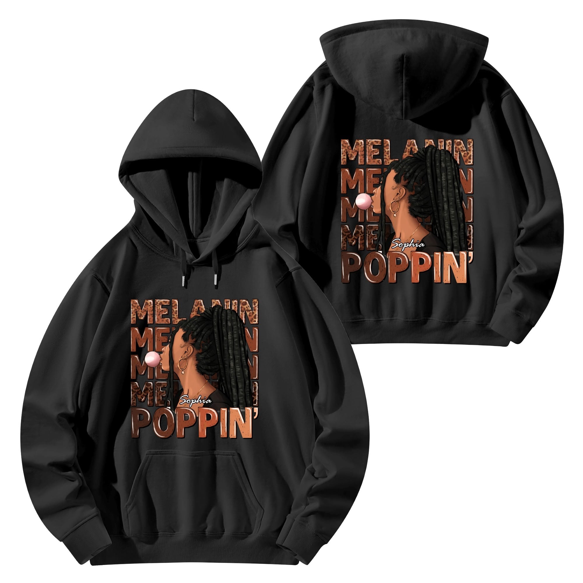 Melanin Poppin' Unisex Front & Back Hoodie