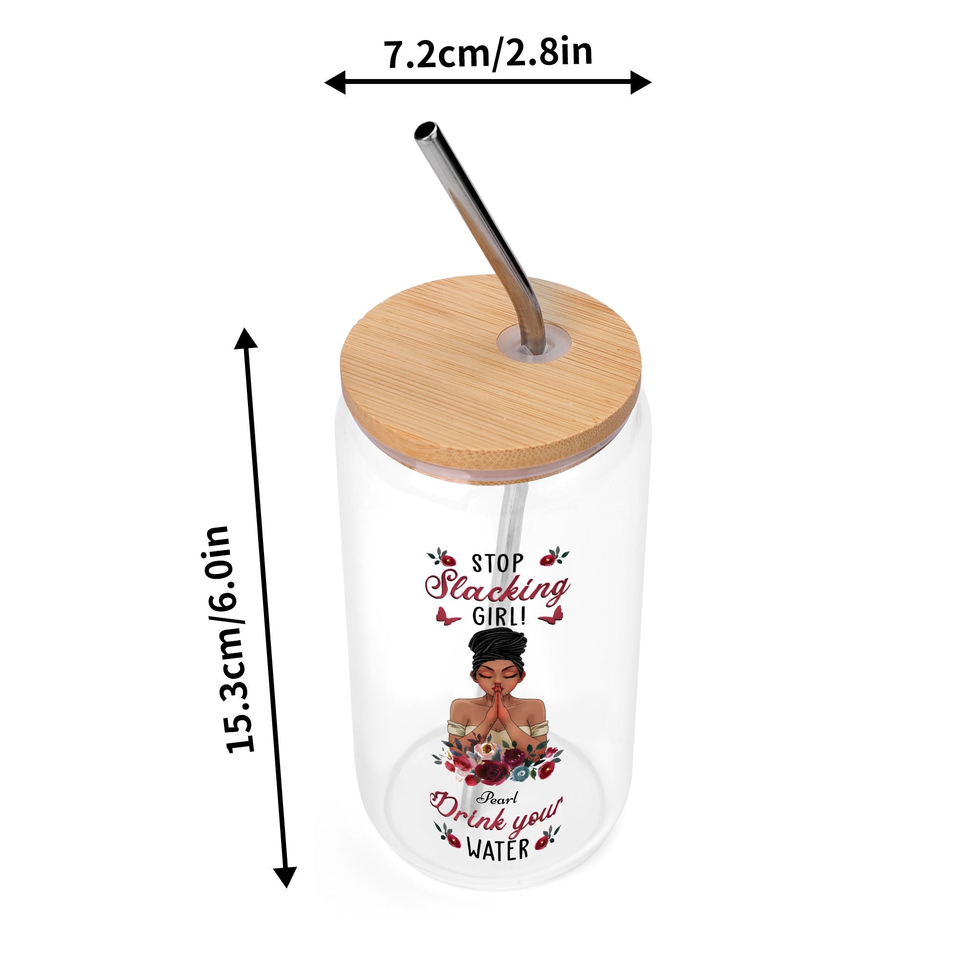 Transparent Bamboo Covered Cup 16oz Glass Cups Furniture with Straw