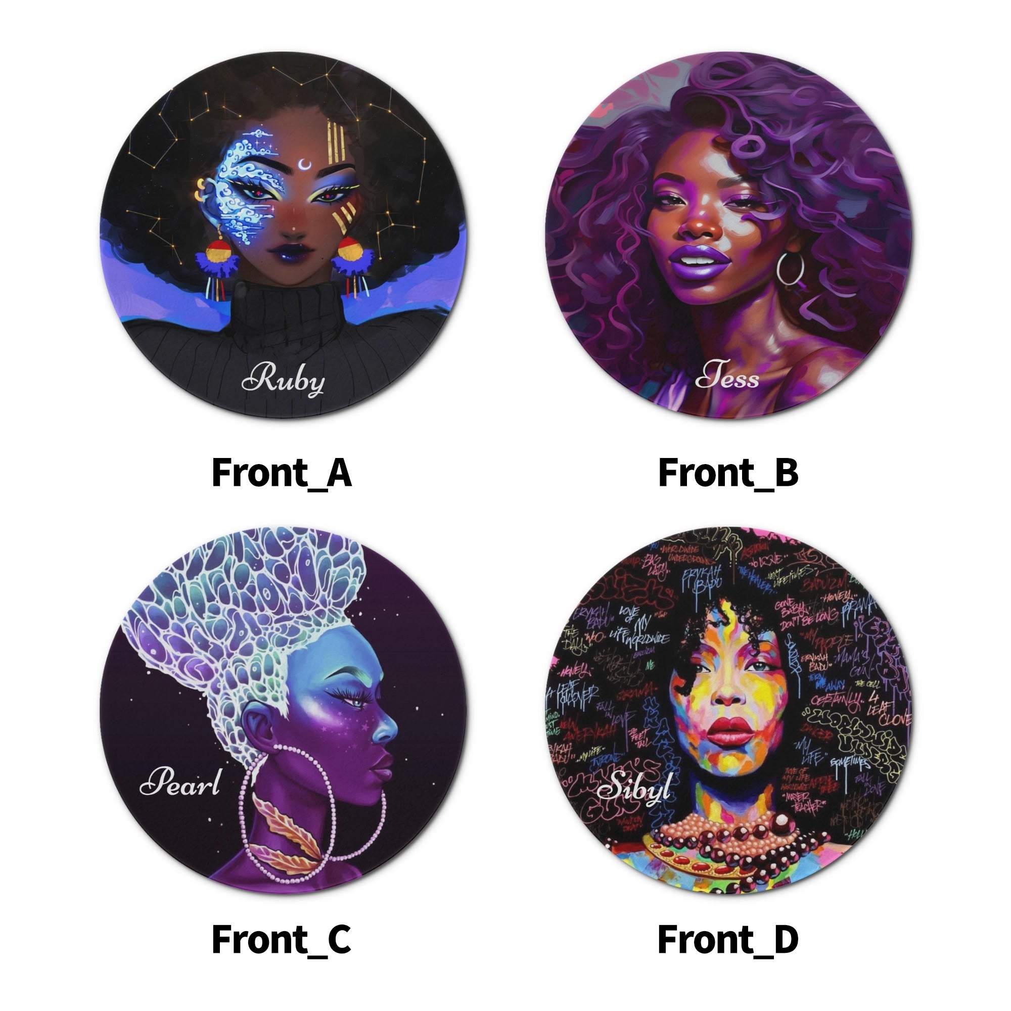 4 Designs Personalzied Round Ceramic Coasters 4 Pcs