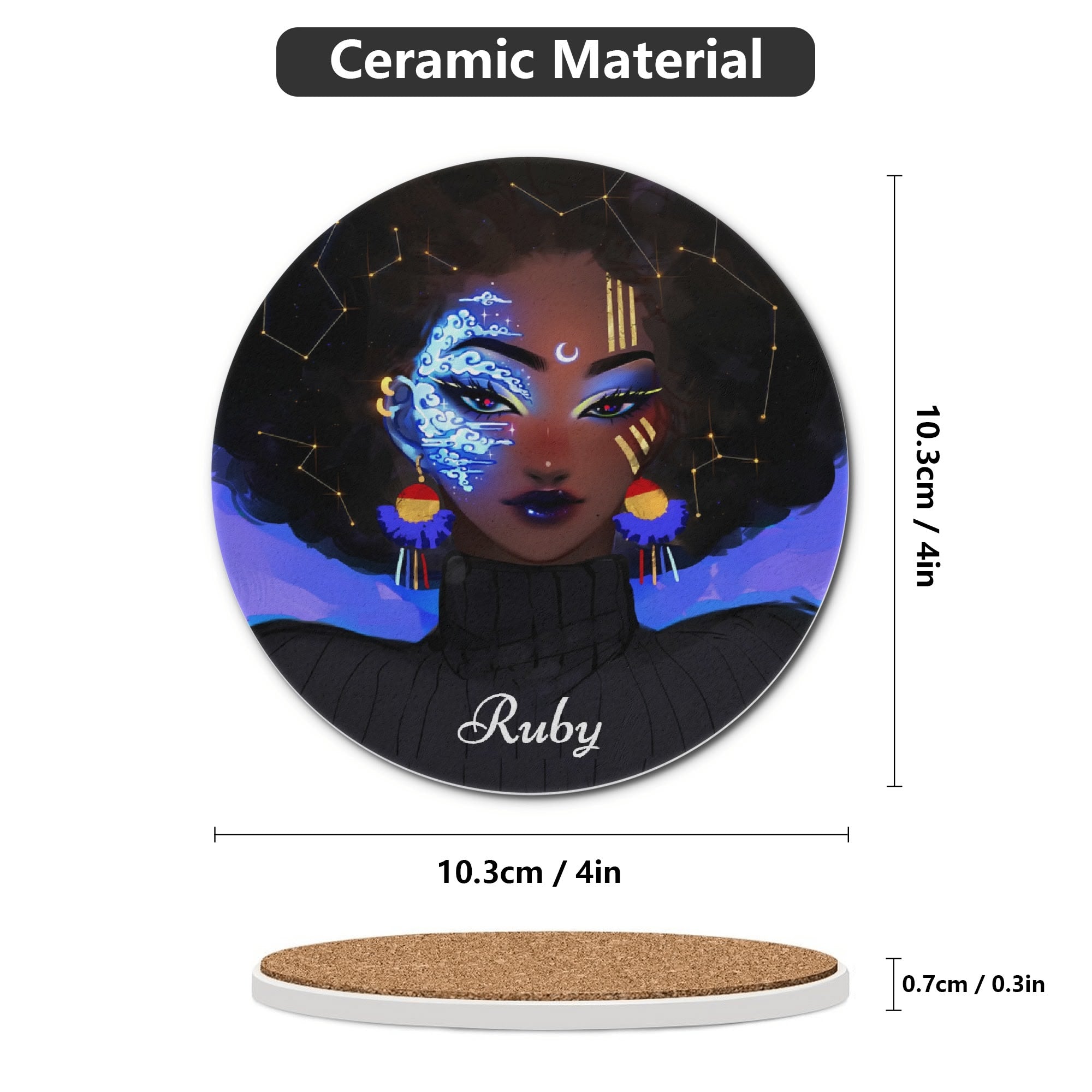 4 Designs Personalzied Round Ceramic Coasters 4 Pcs