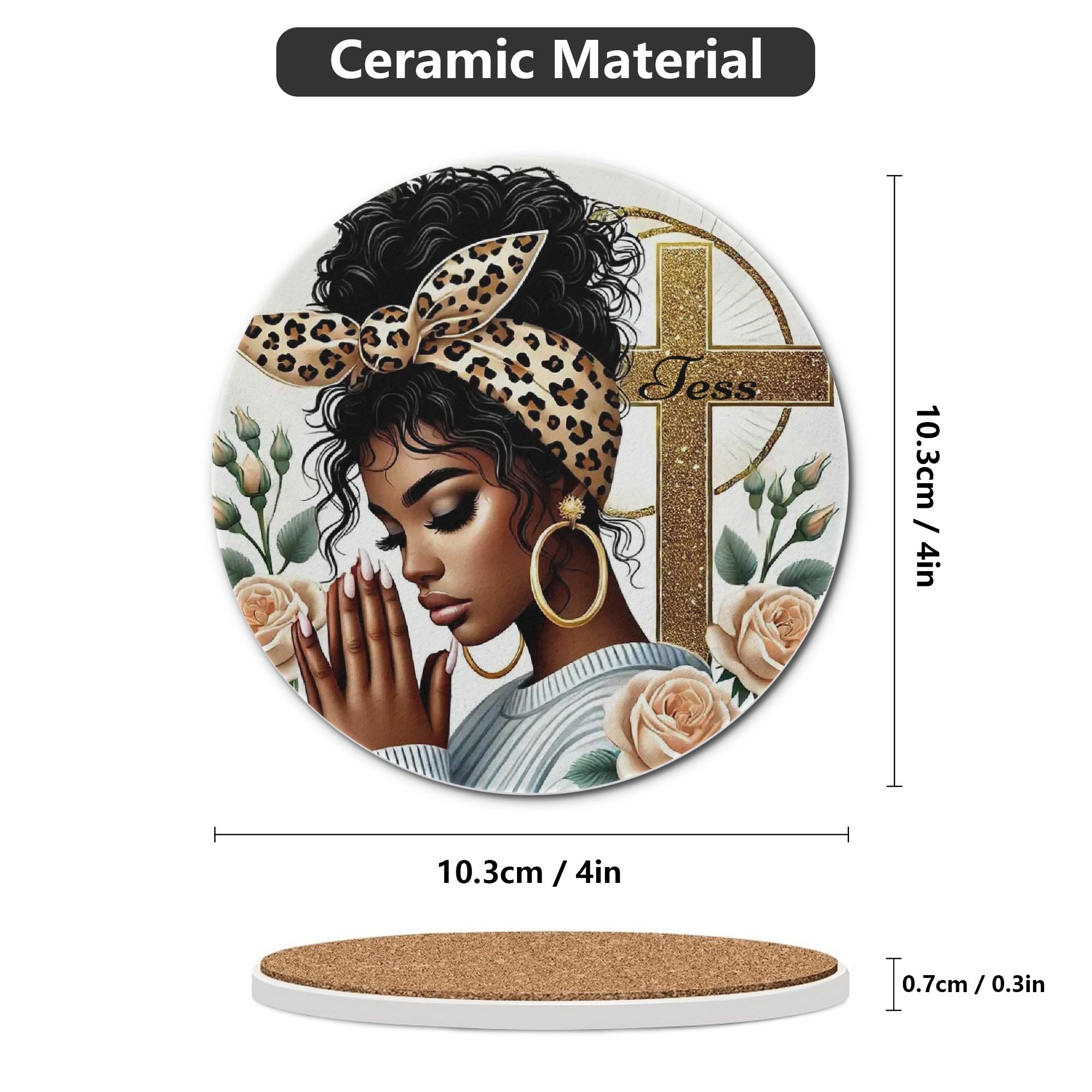 Personalized Round Ceramic Coasters 4 Pcs