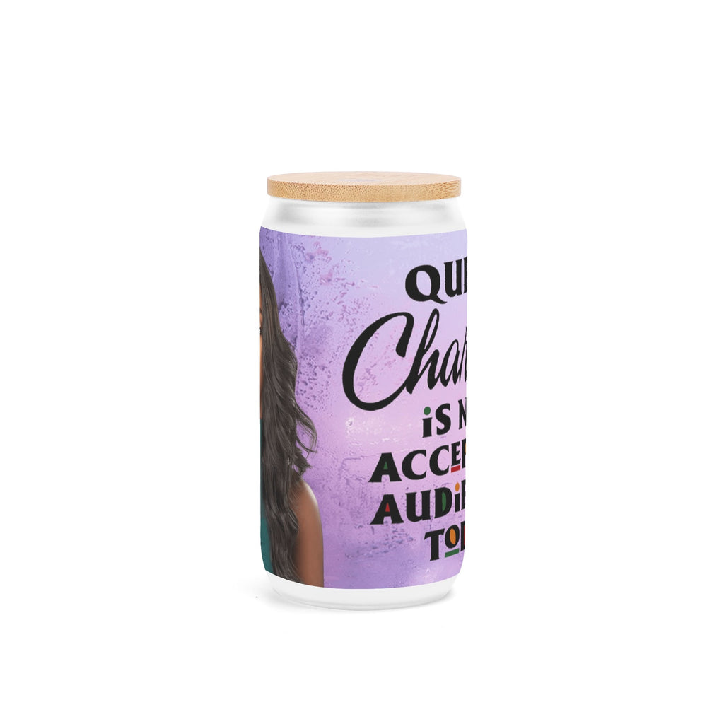 Frosted 16oz Glass Cups with Bamboo Lid Beer Can Tumbler