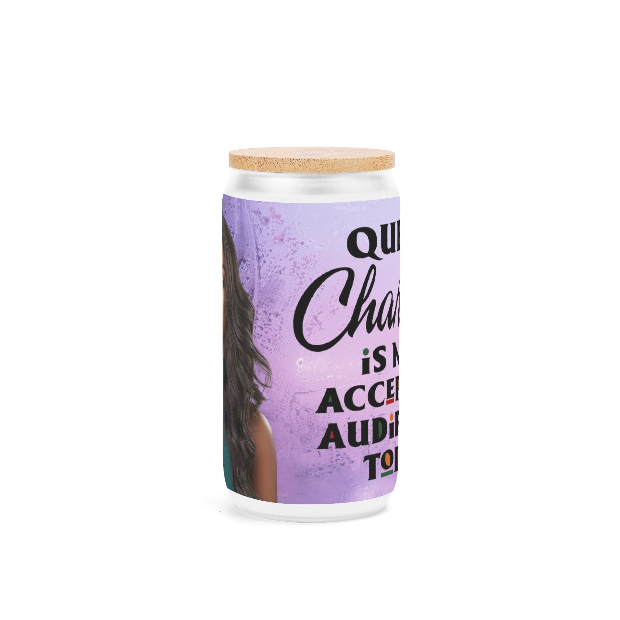Frosted 16oz Glass Cups with Bamboo Lid Beer Can Tumbler