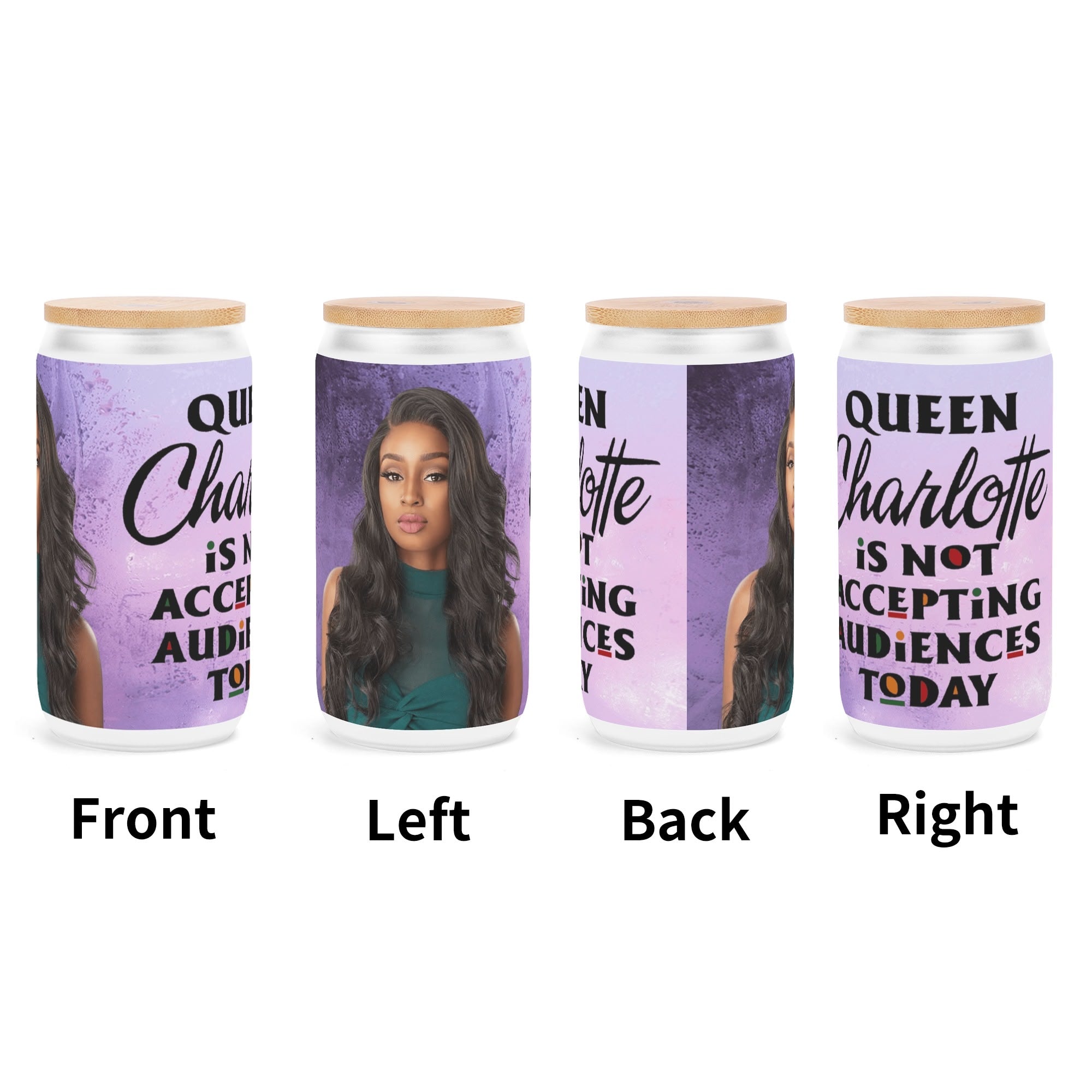 Frosted 16oz Glass Cups with Bamboo Lid Beer Can Tumbler