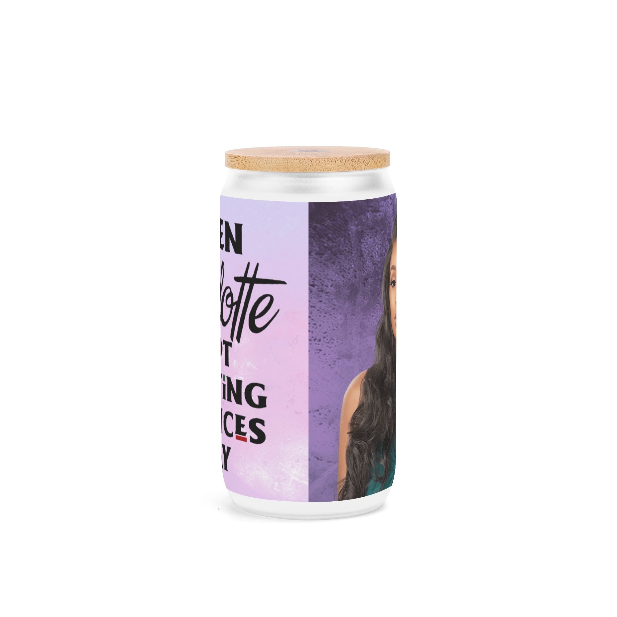 Frosted 16oz Glass Cups with Bamboo Lid Beer Can Tumbler