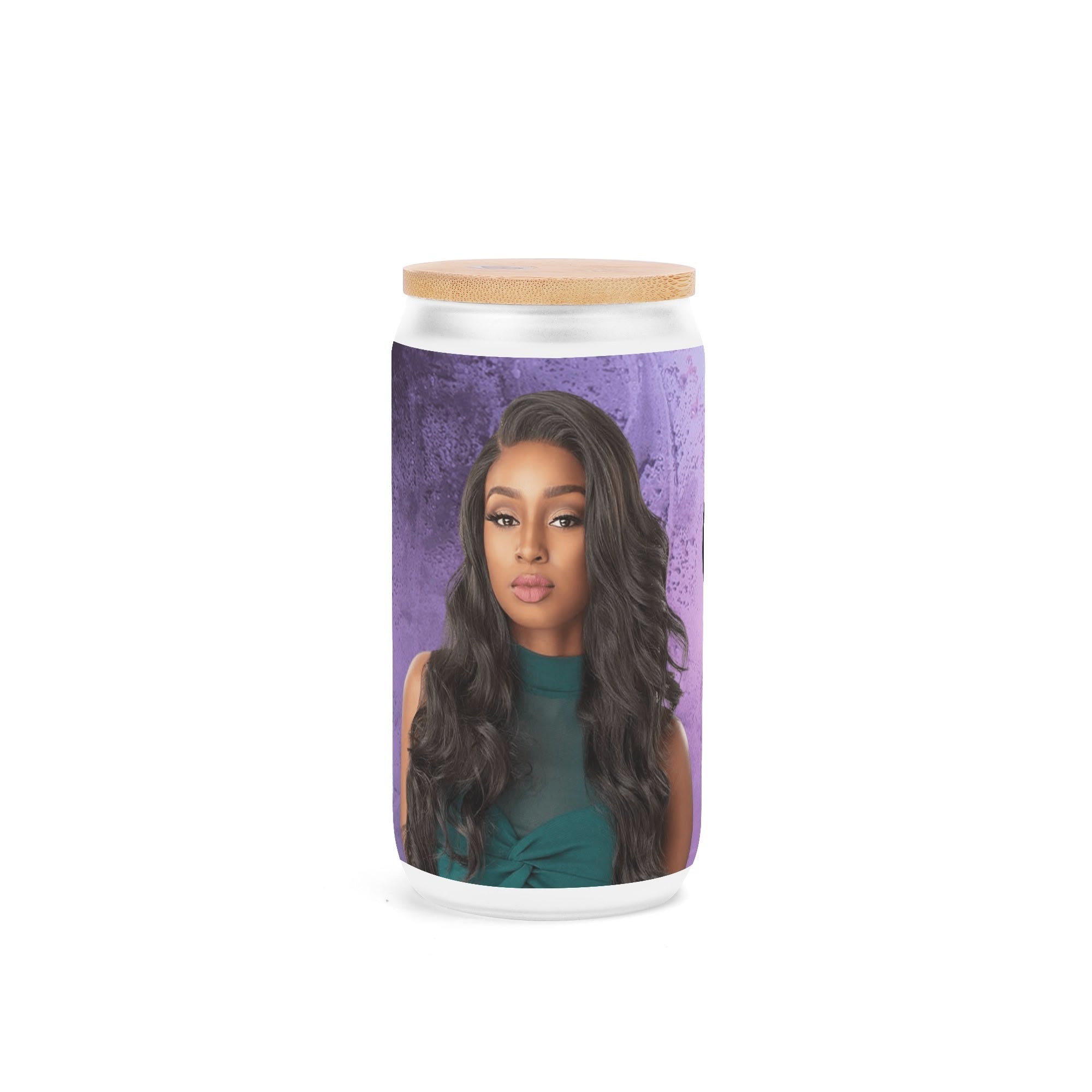 Frosted 16oz Glass Cups with Bamboo Lid Beer Can Tumbler
