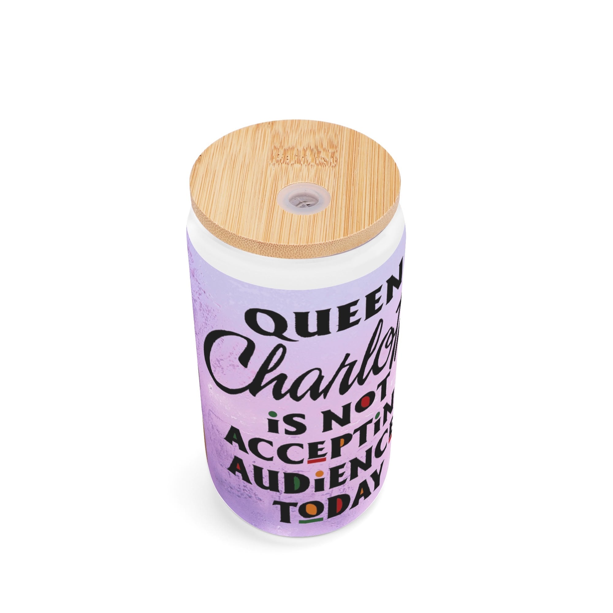 Frosted 16oz Glass Cups with Bamboo Lid Beer Can Tumbler