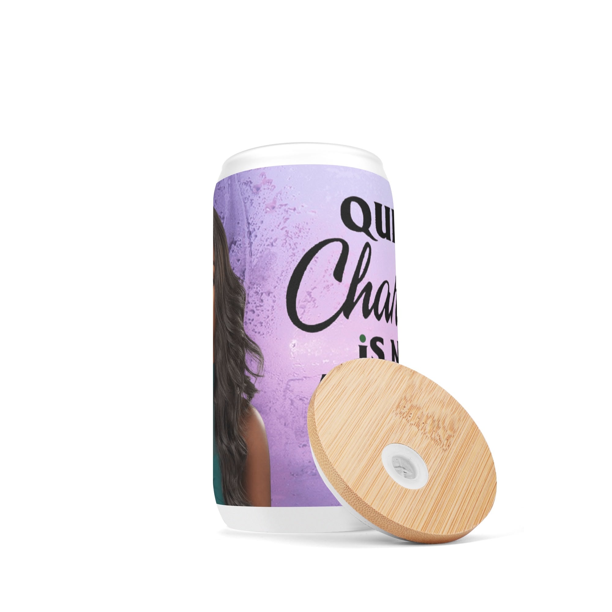 Frosted 16oz Glass Cups with Bamboo Lid Beer Can Tumbler