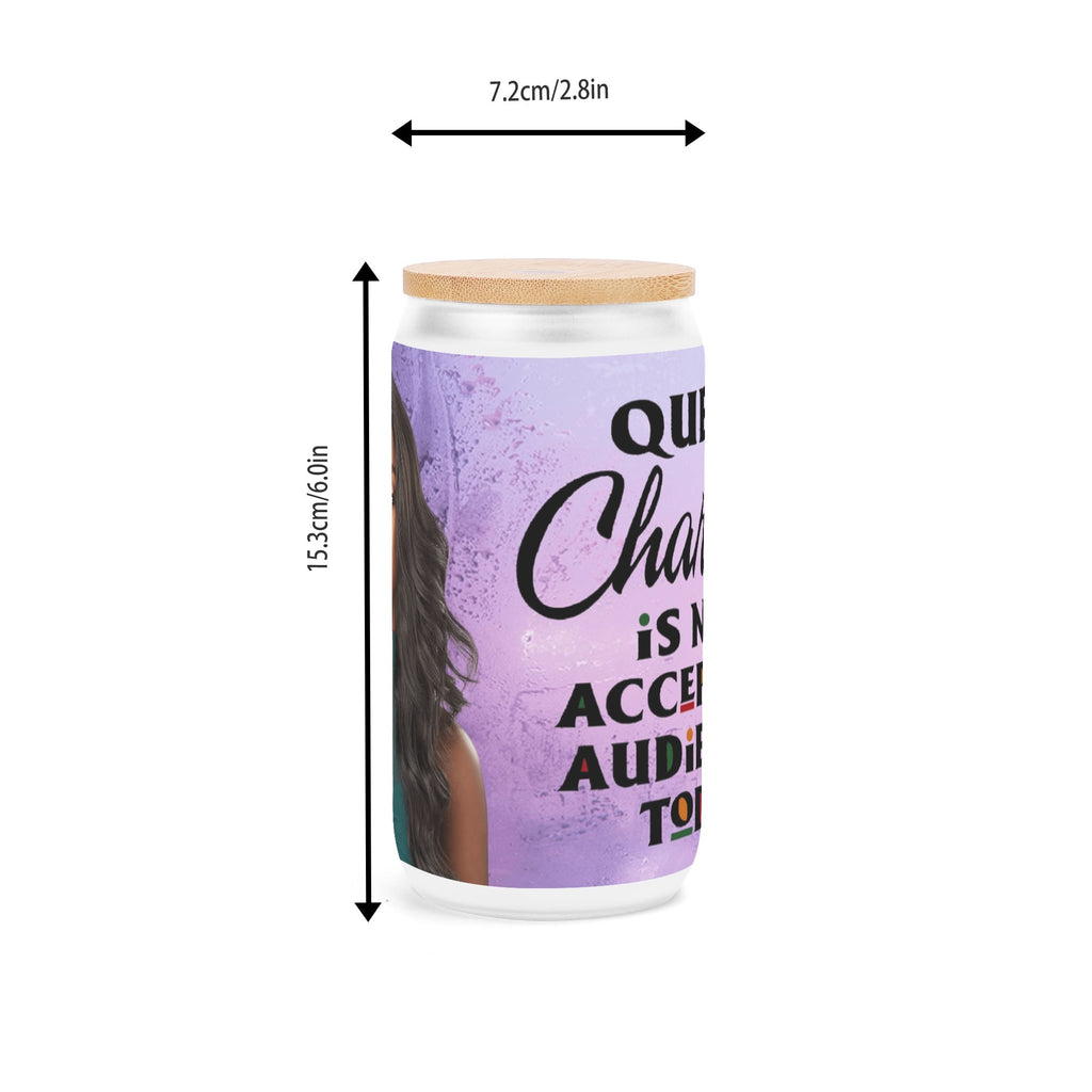 Frosted 16oz Glass Cups with Bamboo Lid Beer Can Tumbler
