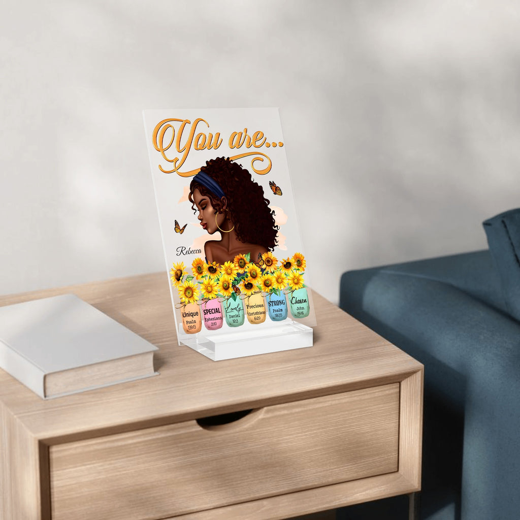 You Are... Personalised Name Acrylic Table Sign Stand with Base