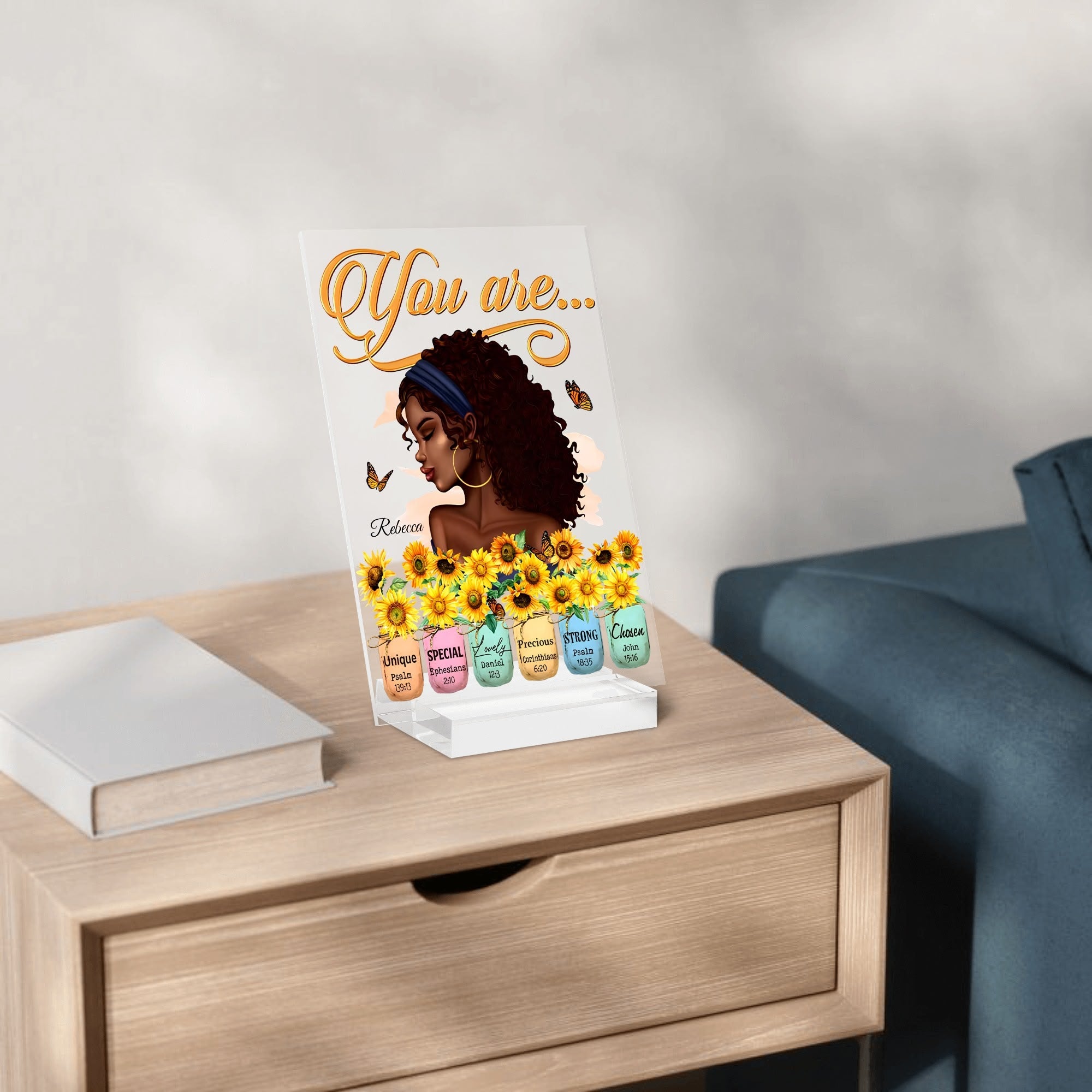 You Are... Personalised Name Acrylic Table Sign Stand with Base