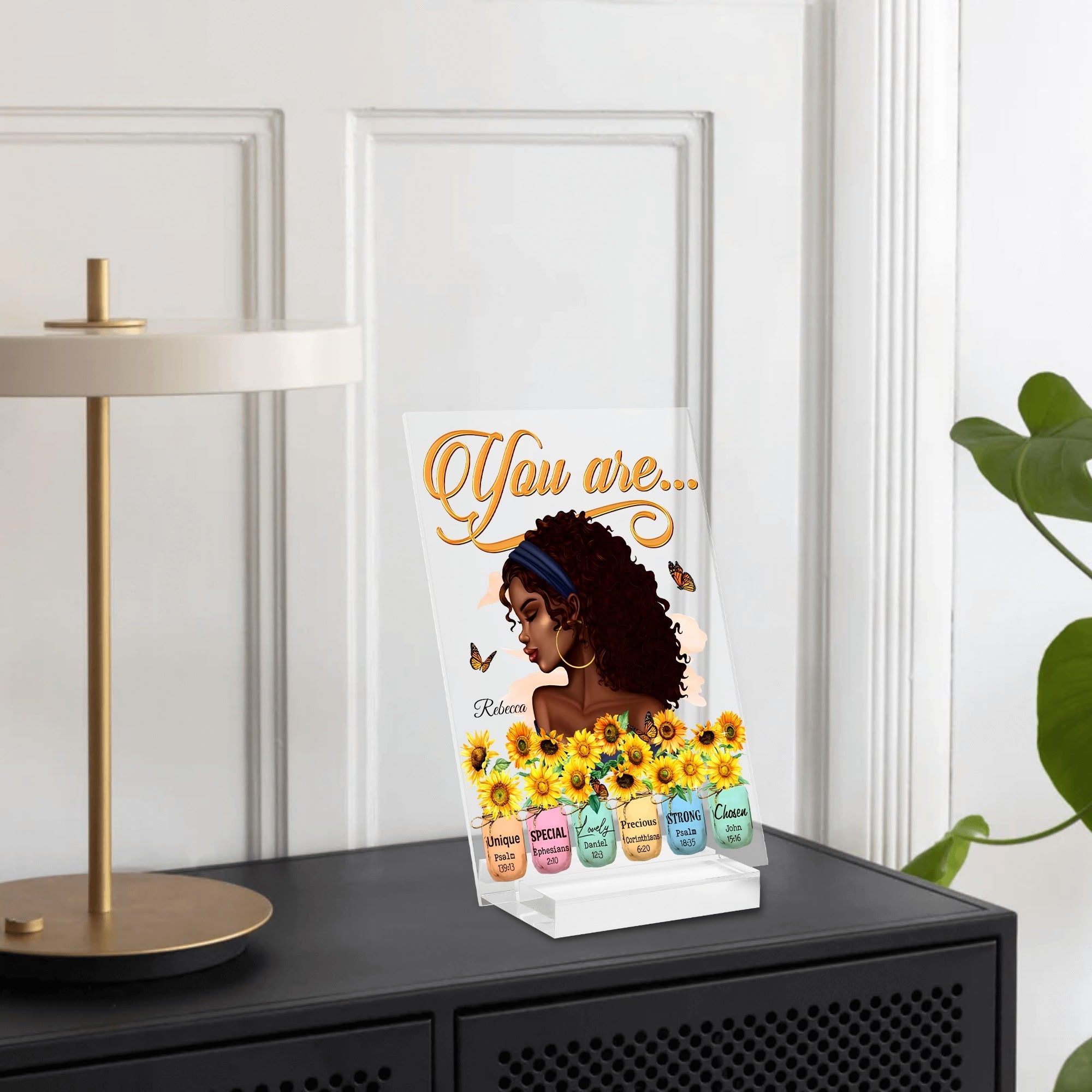 You Are... Personalised Name Acrylic Table Sign Stand with Base