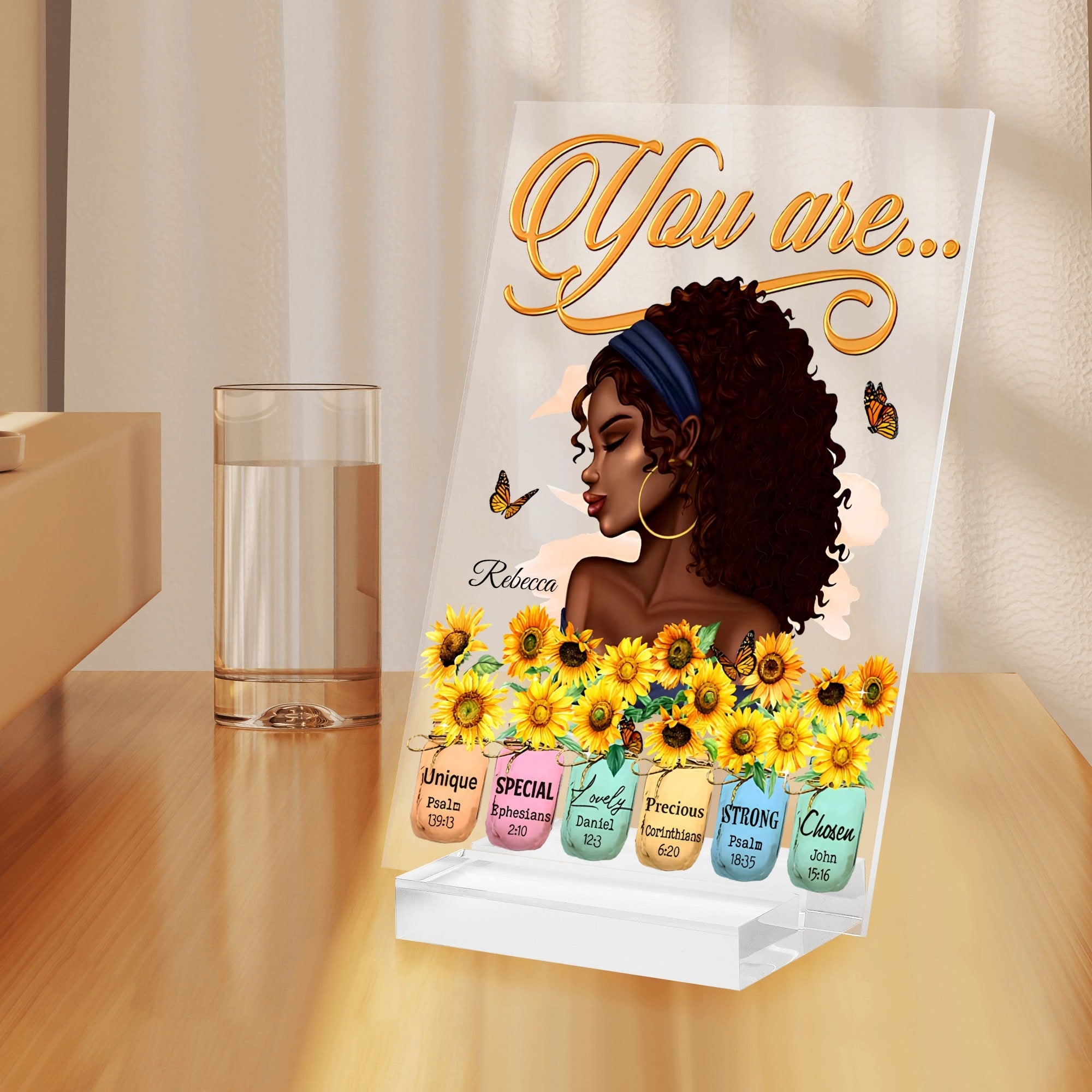 You Are... Personalised Name Acrylic Table Sign Stand with Base