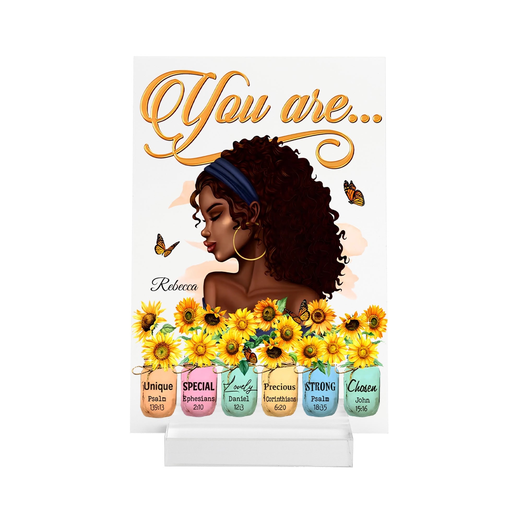 You Are... Personalised Name Acrylic Table Sign Stand with Base