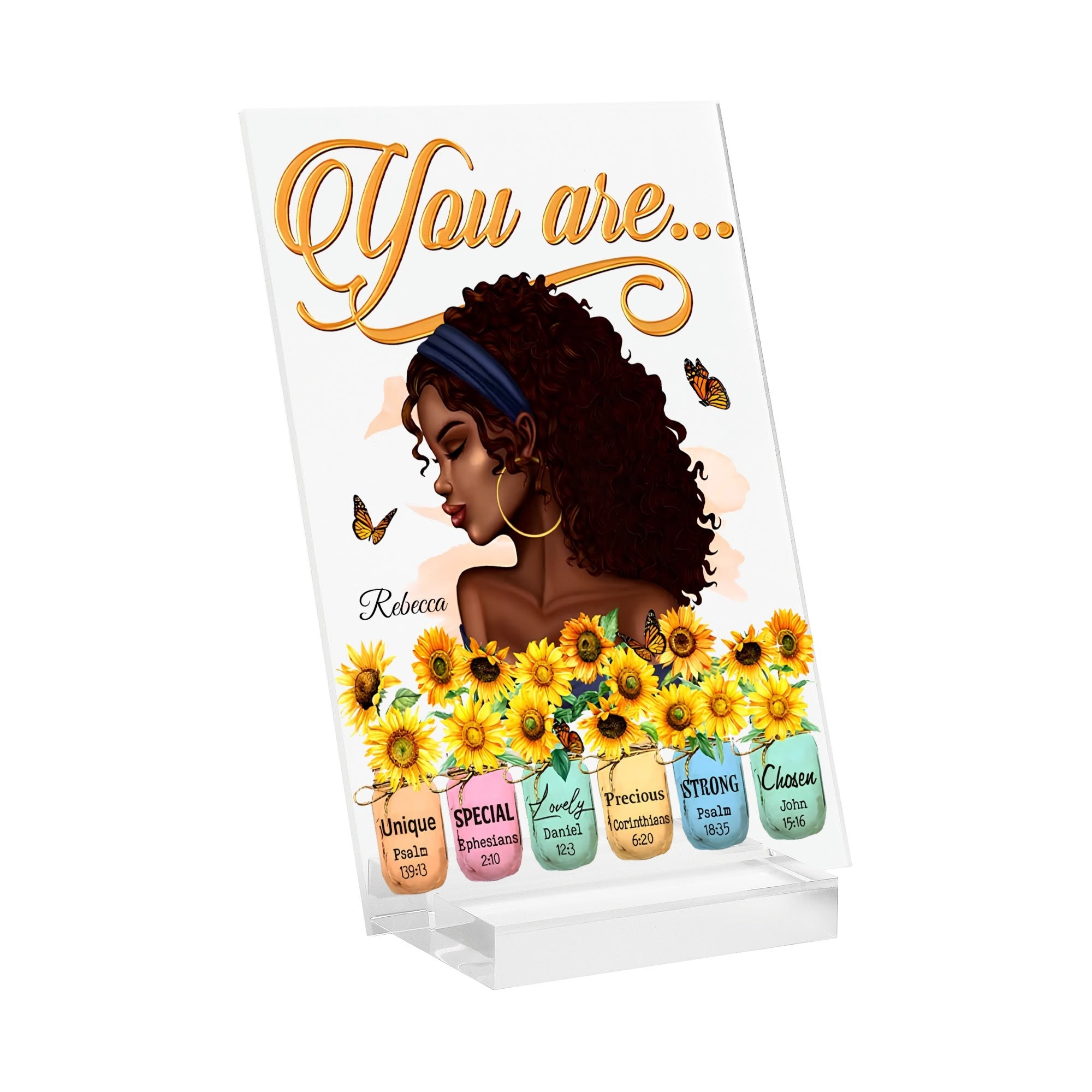 You Are... Personalised Name Acrylic Table Sign Stand with Base