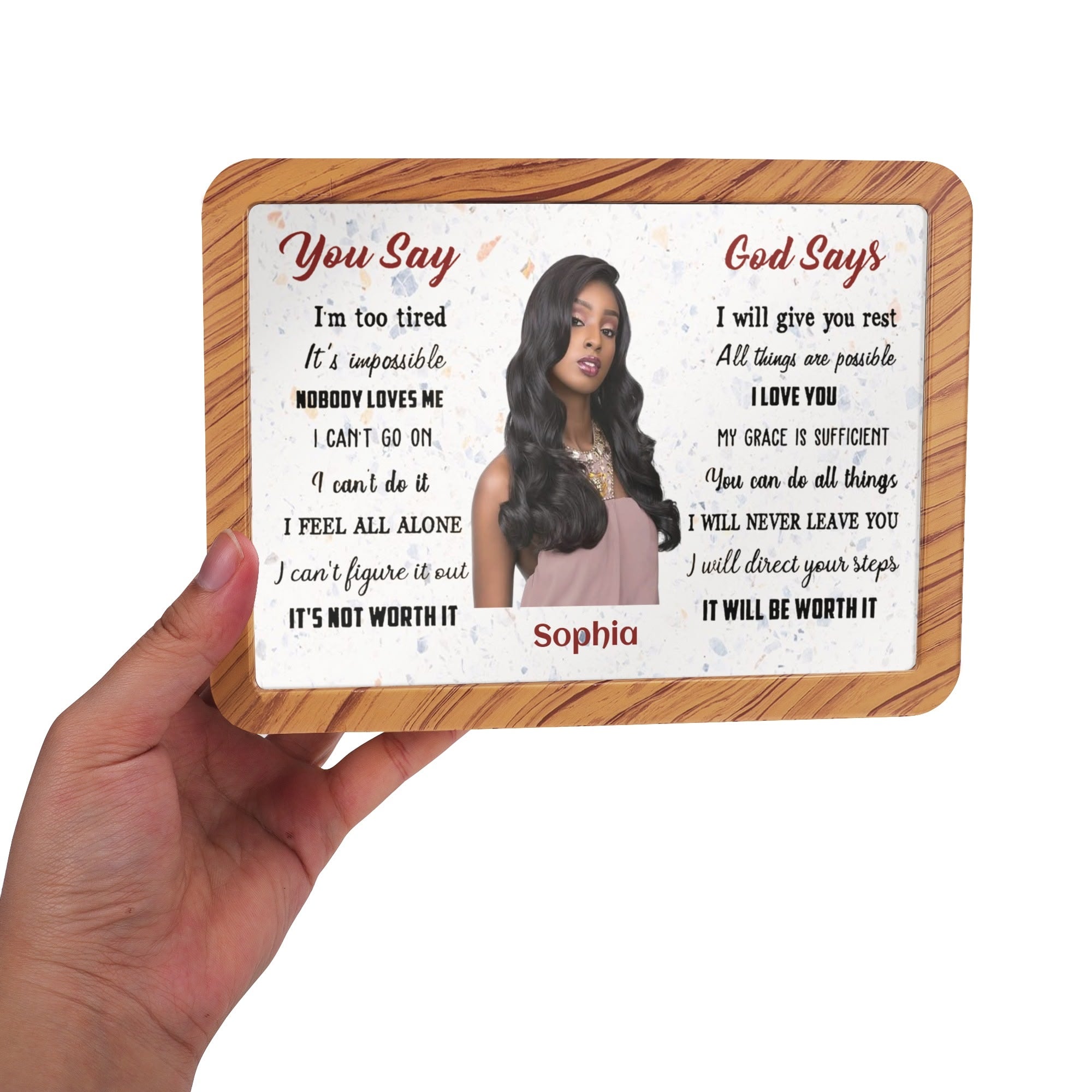 You Say... God Says... Personalized Horizontal Acrylic Photo Frame