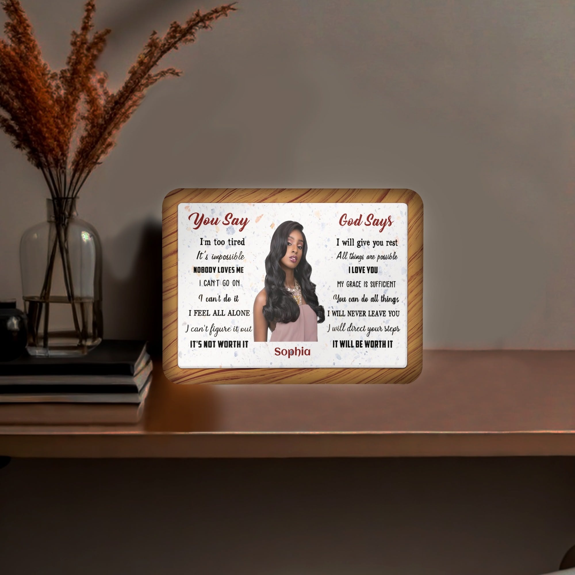 You Say... God Says... Personalized Horizontal Acrylic Photo Frame