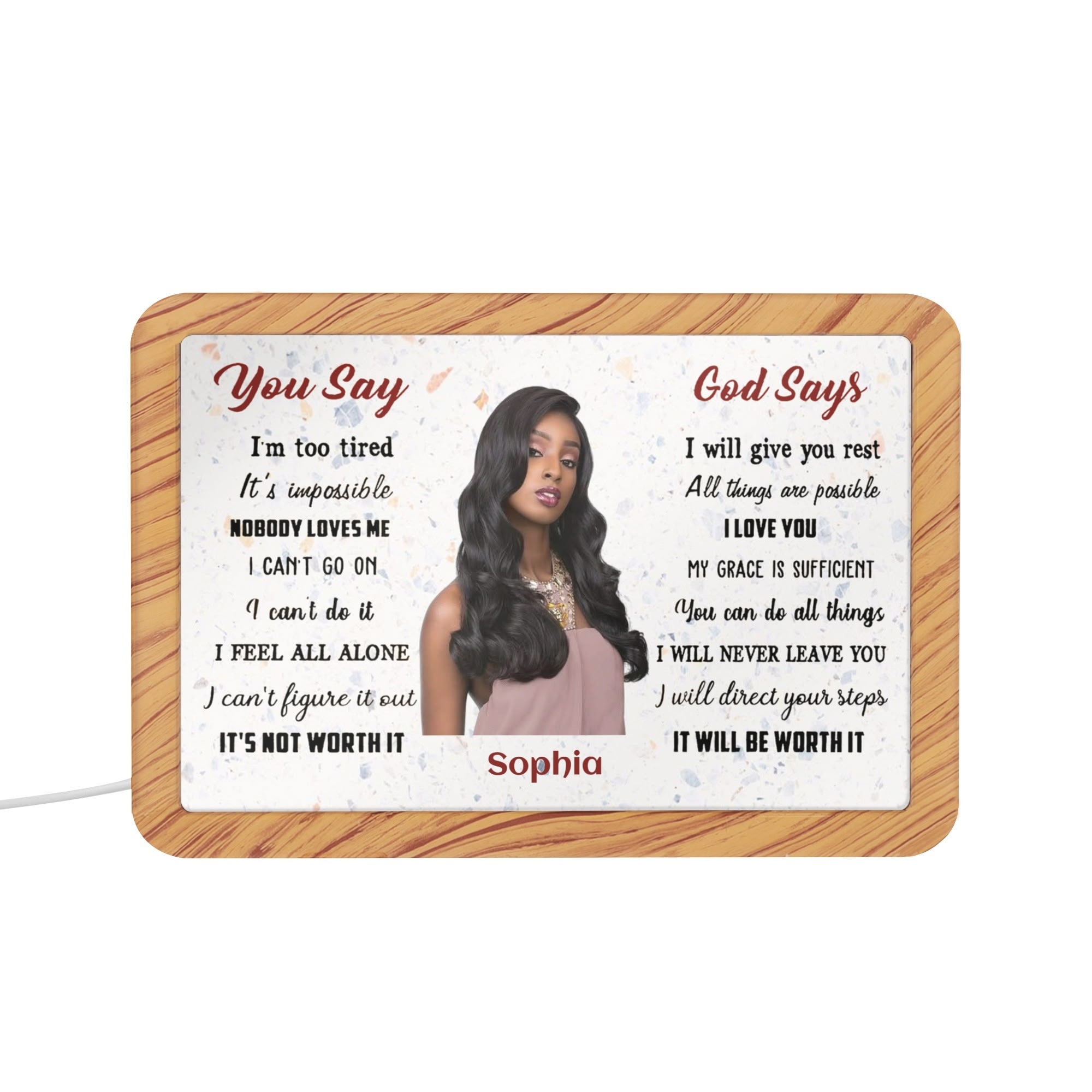 You Say... God Says... Personalized Horizontal Acrylic Photo Frame