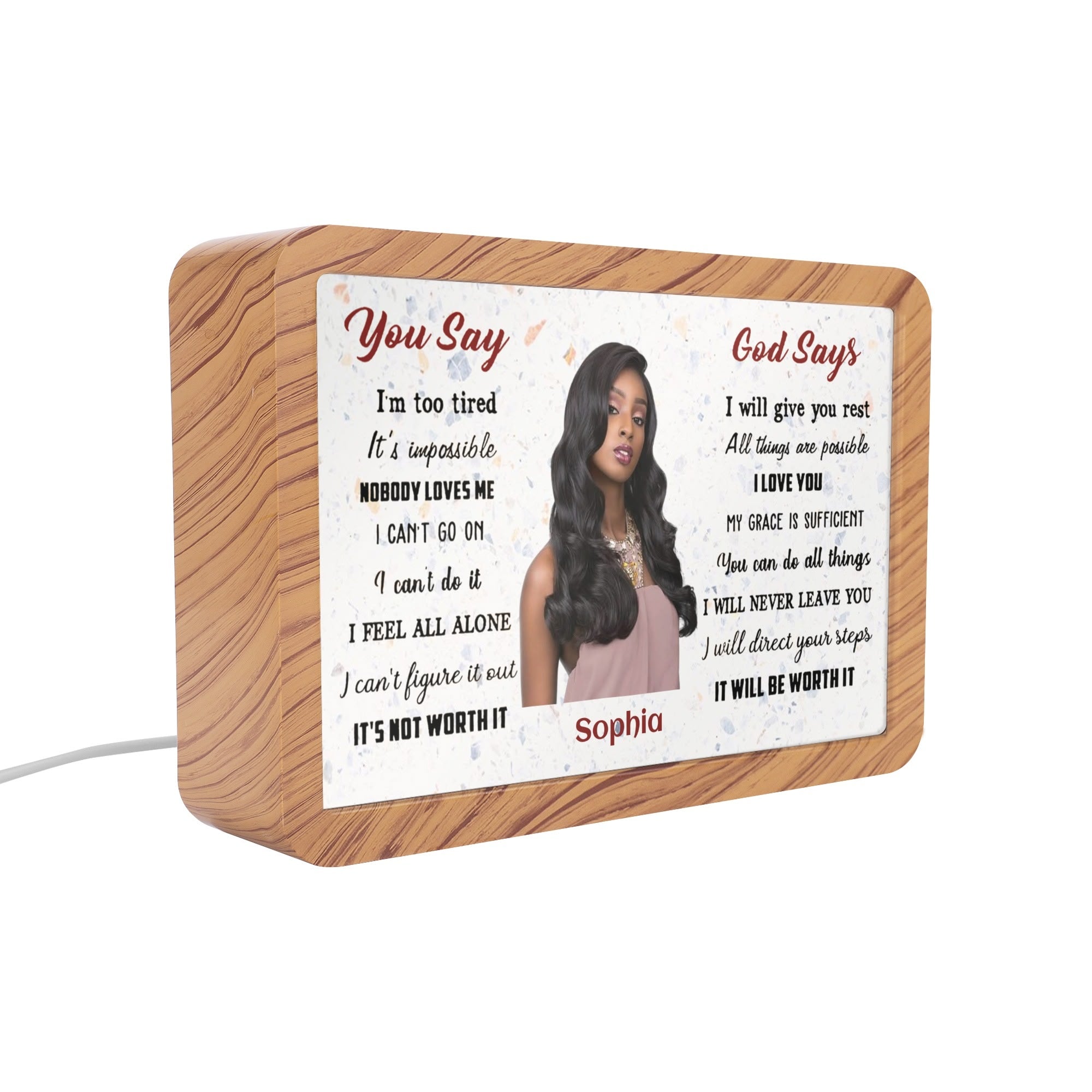 You Say... God Says... Personalized Horizontal Acrylic Photo Frame