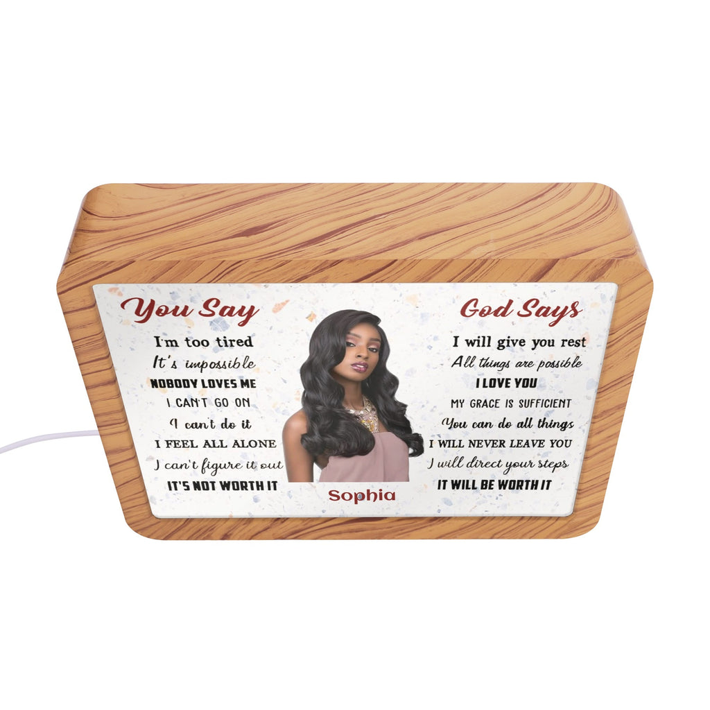 You Say... God Says... Personalized Horizontal Acrylic Photo Frame