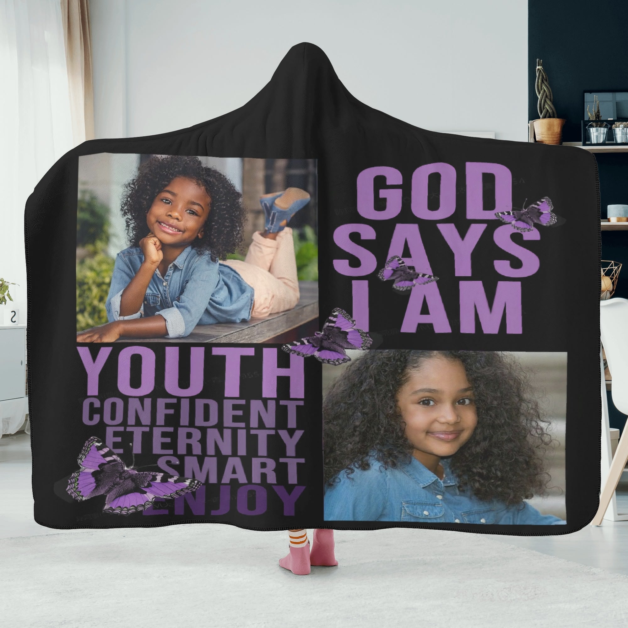 Personalized Wearable Hooded Blanket for Adult & for Kids