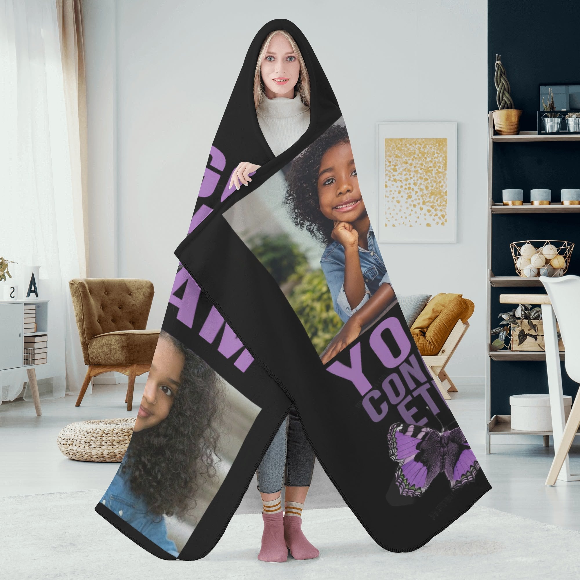 Personalized Wearable Hooded Blanket for Adult & for Kids