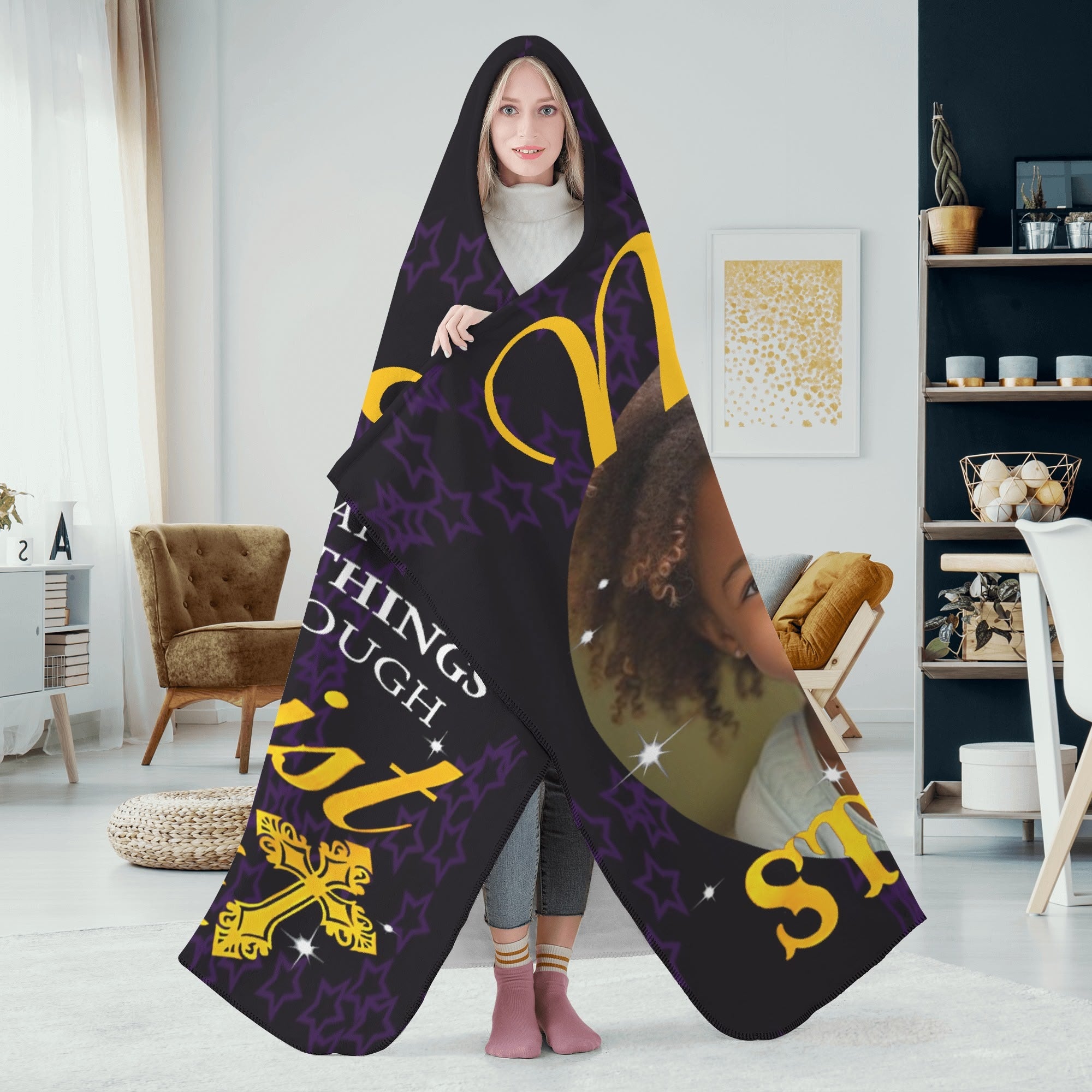 Personalized Wearable Hooded Blanket for Adult for Kids