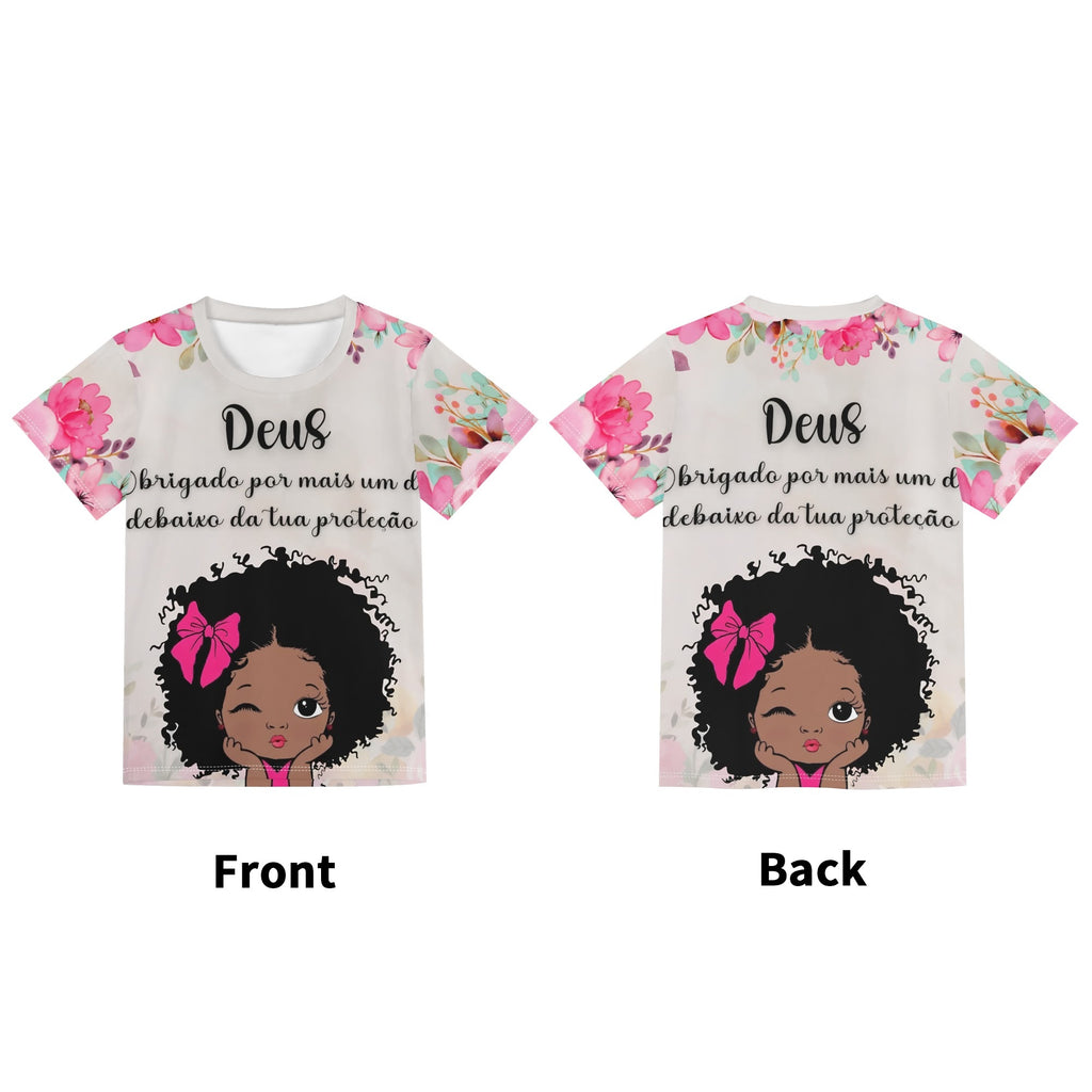 Childrens Loose Fit Short Sleeve T-Shirt Pull on Tees