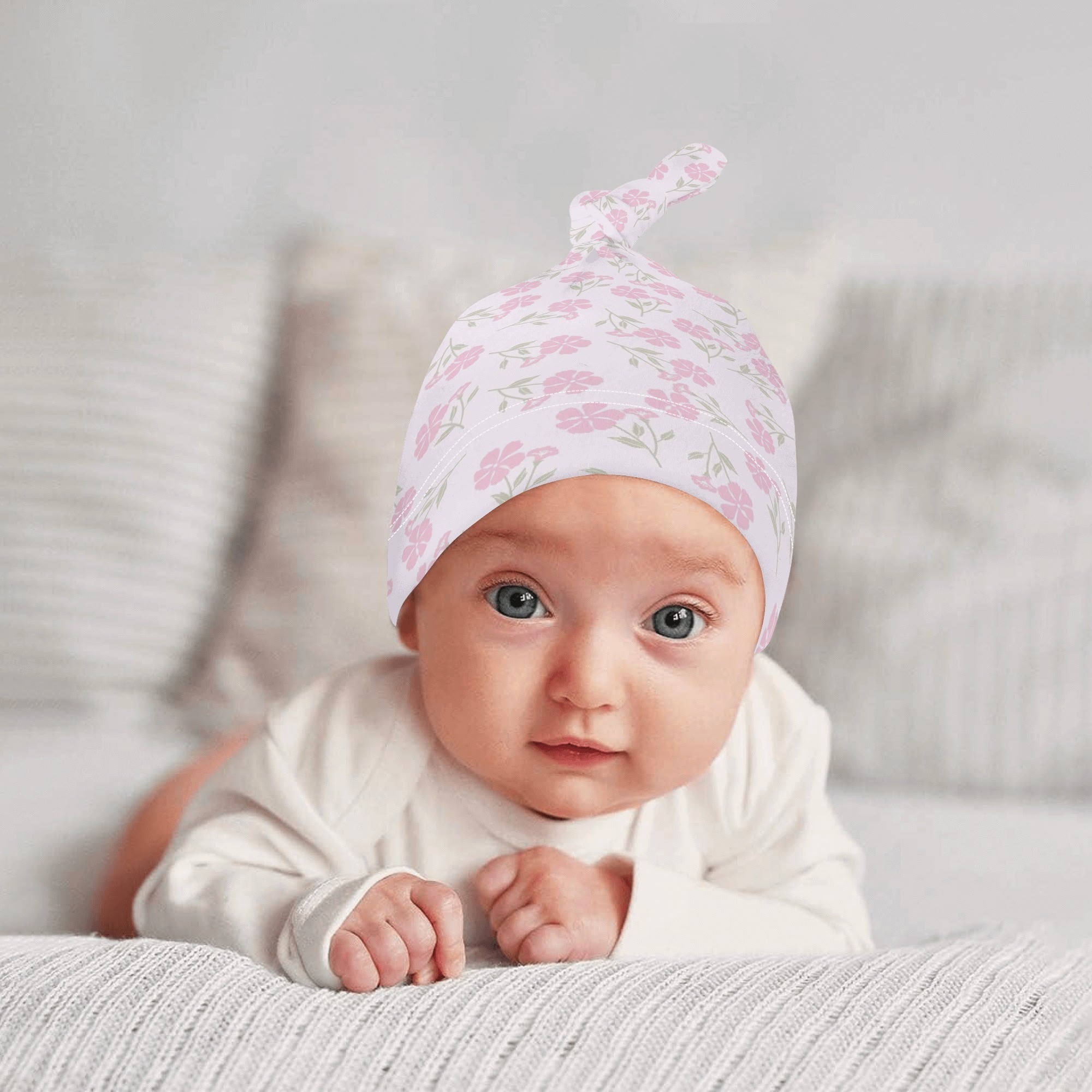 Personalized Baby Newborn 3 Pcs for Beanie Baby Hat Hairband Blanket
