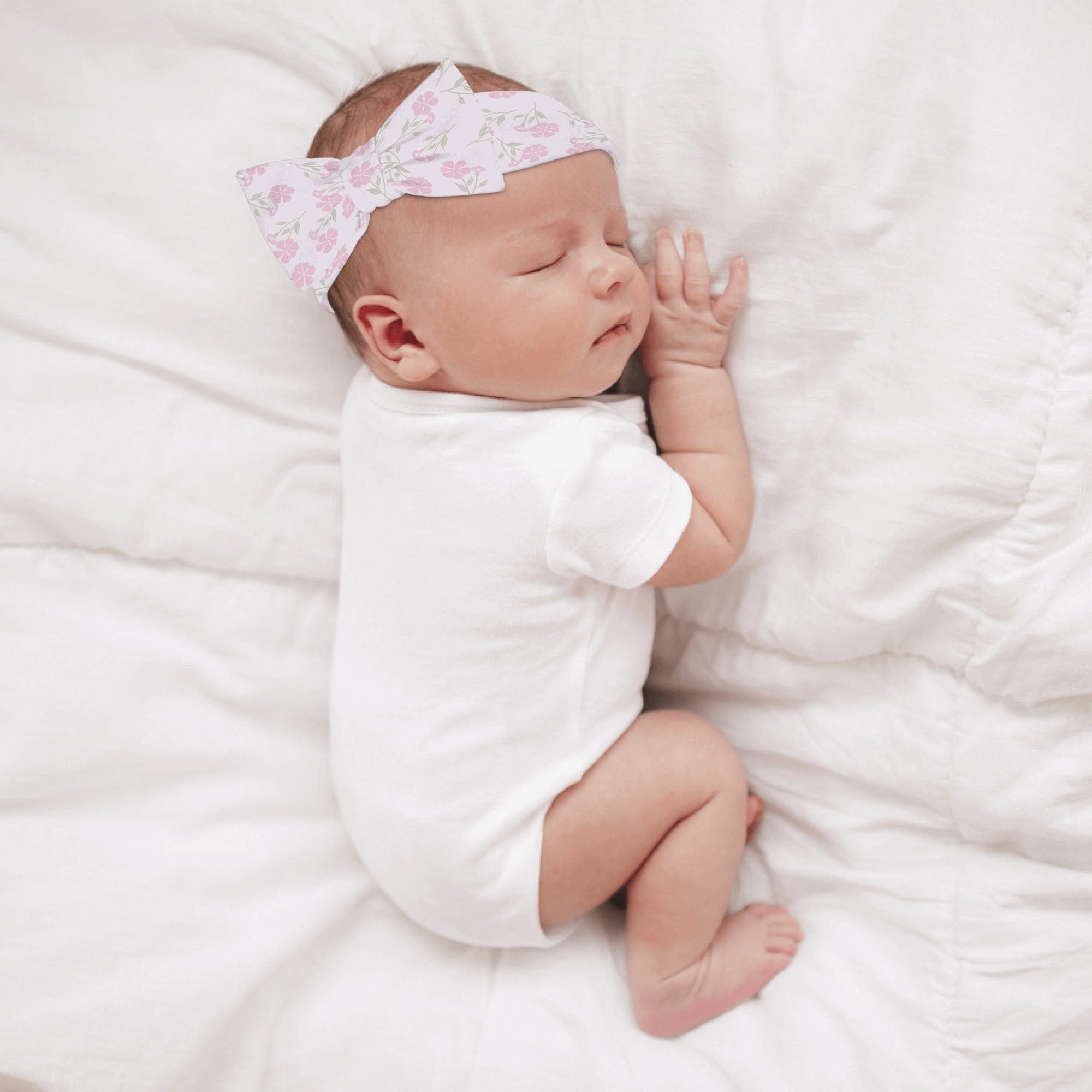 Personalized Baby Newborn 3 Pcs for Beanie Baby Hat Hairband Blanket