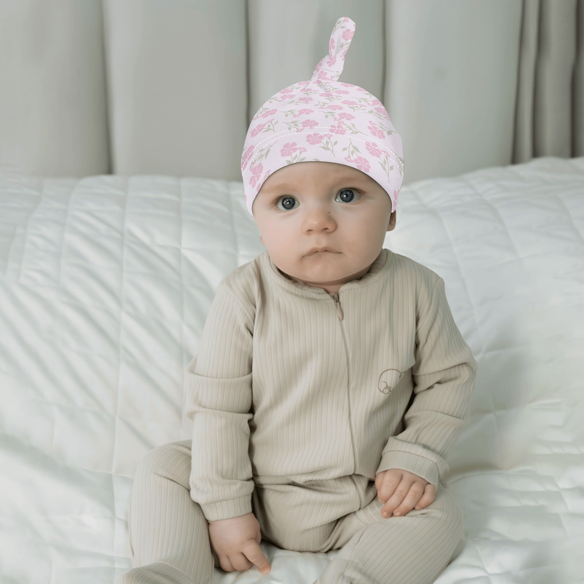 Personalized Baby Newborn 3 Pcs for Beanie Baby Hat Hairband Blanket