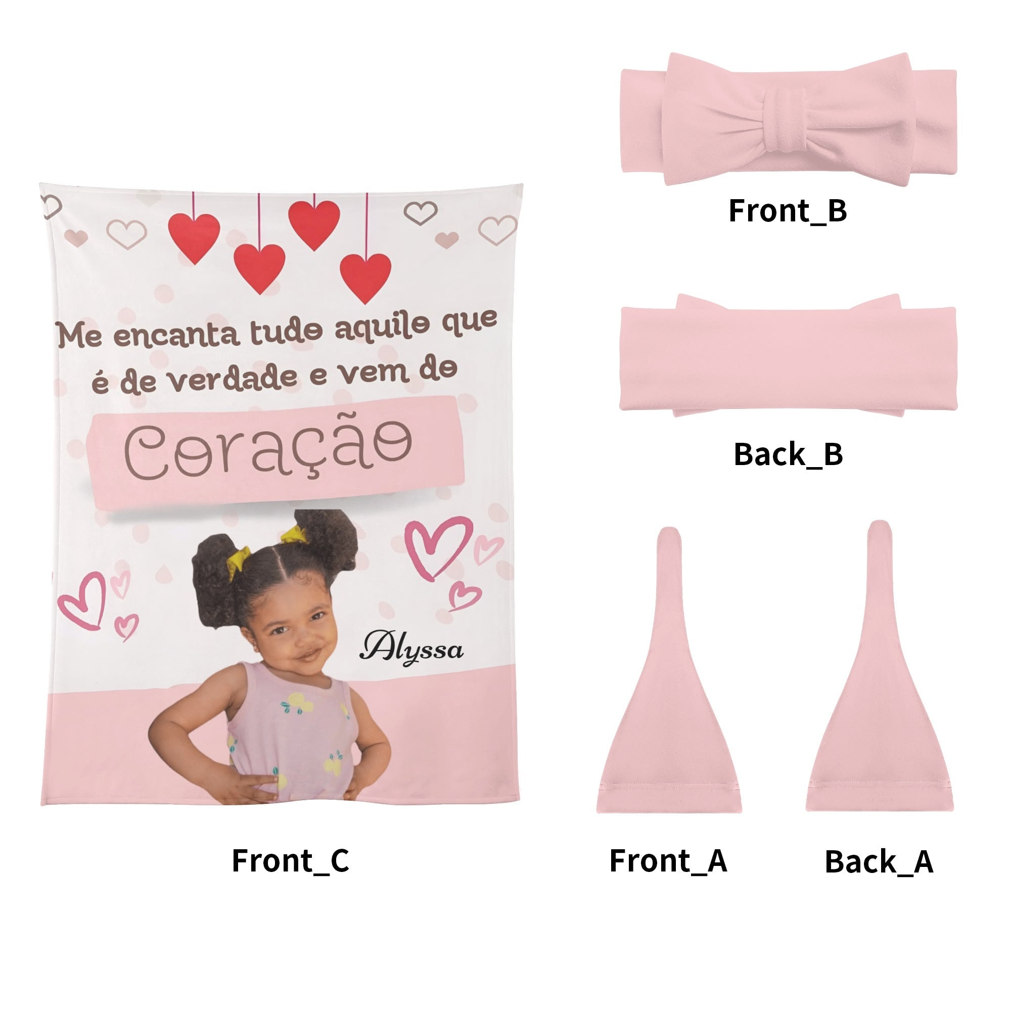 Personalized Baby Newborn 3 Pcs for Beanie Baby Hat Hairband Blanket