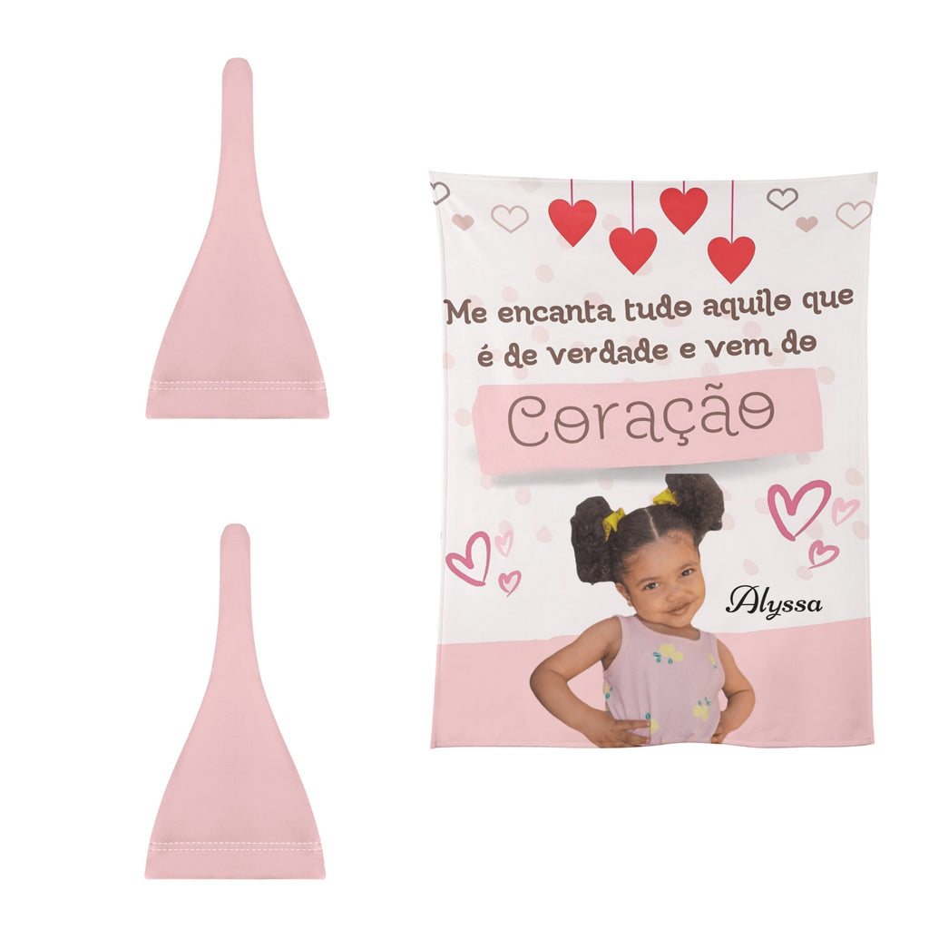 Personalized Baby Newborn 3 Pcs for Beanie Baby Hat Hairband Blanket