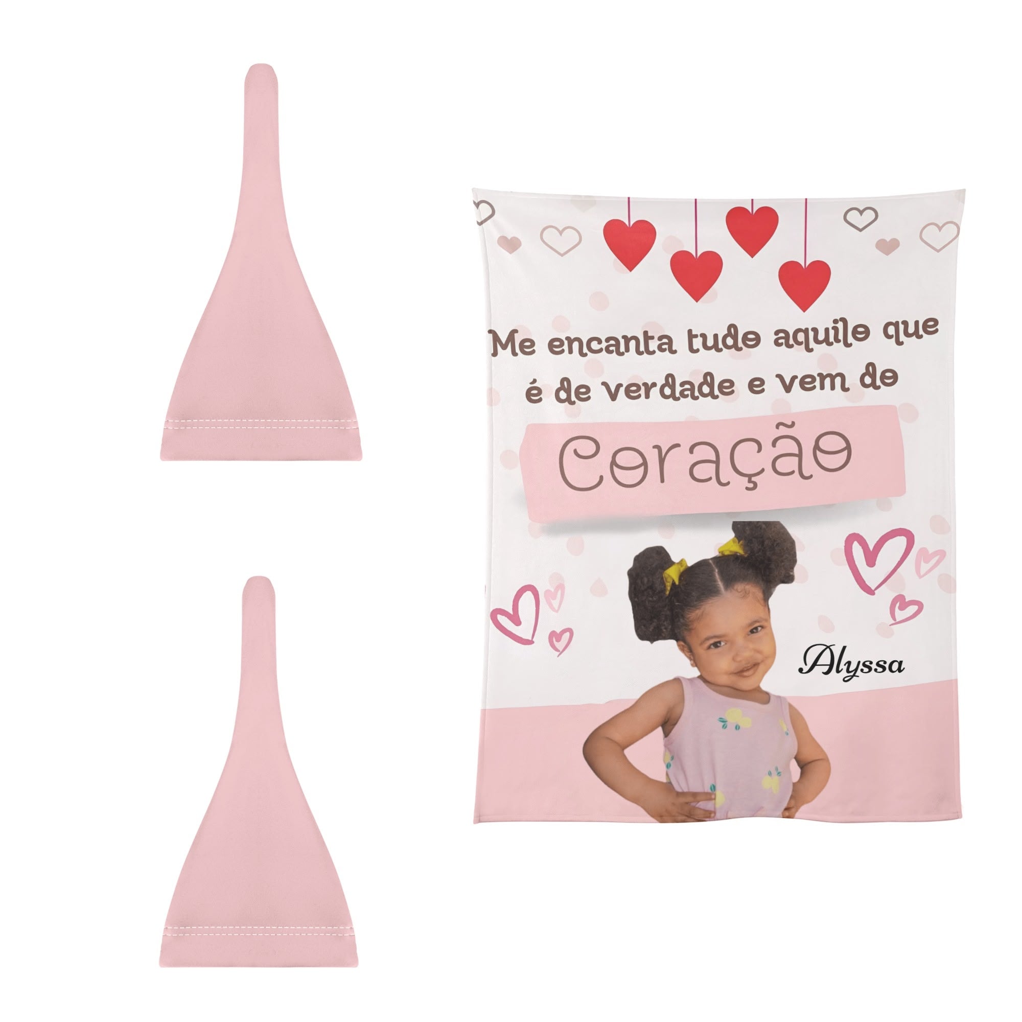 Personalized Baby Newborn 3 Pcs for Beanie Baby Hat Hairband Blanket