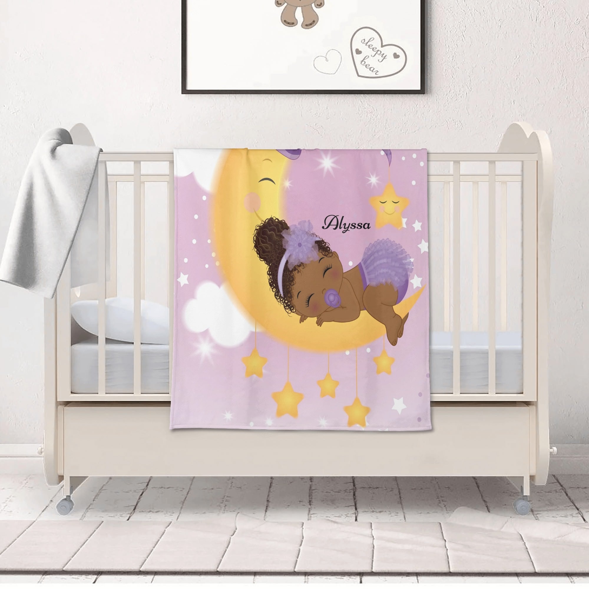 Personalized Baby Newborn 3 Pcs for Beanie Baby Hat Hairband Blanket