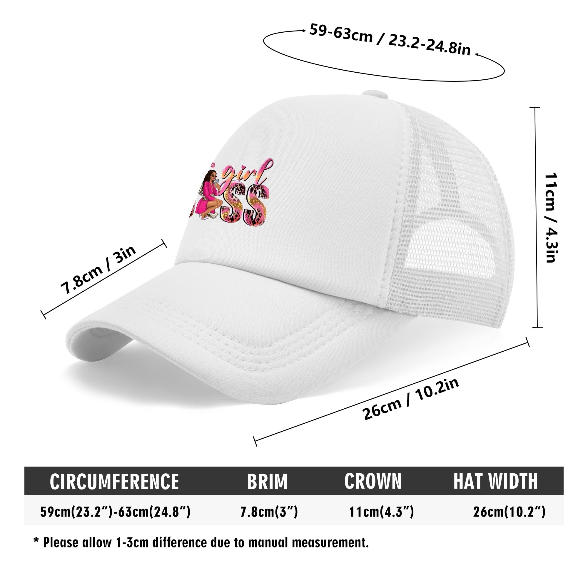Girl Boss Personalized Breathable Mesh Baseball Cap