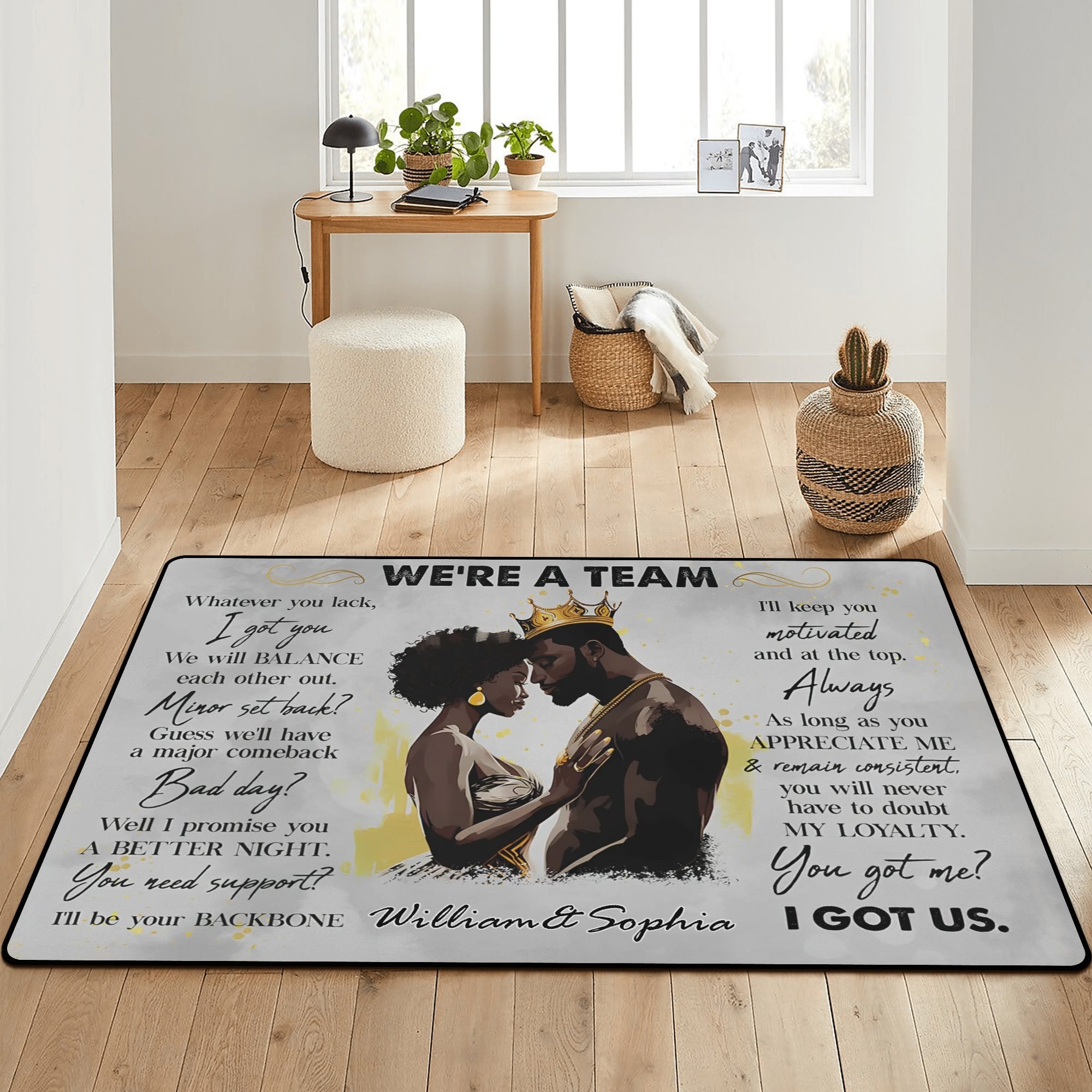 We're a Team Sofa Area Bedroom Rug
