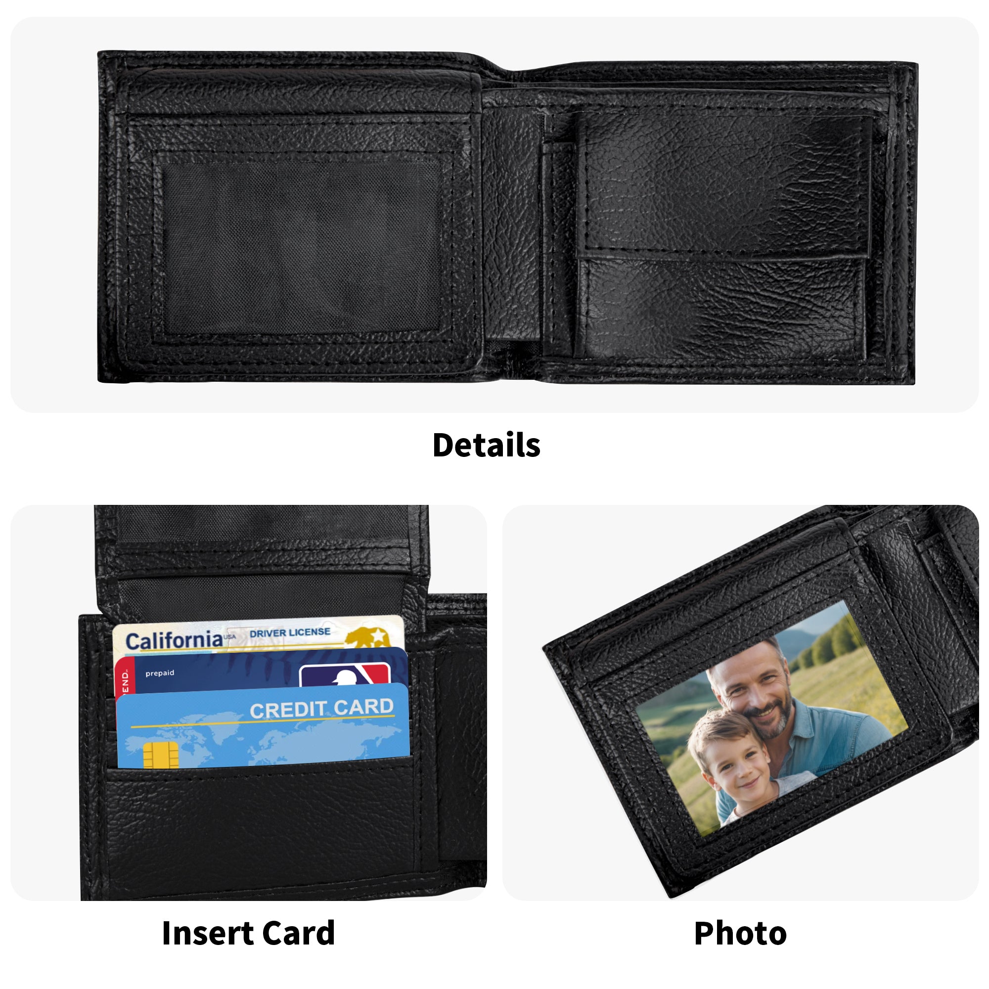 Mens Minimalist Top-Grain Leather Wallet Paper Folded Wallet