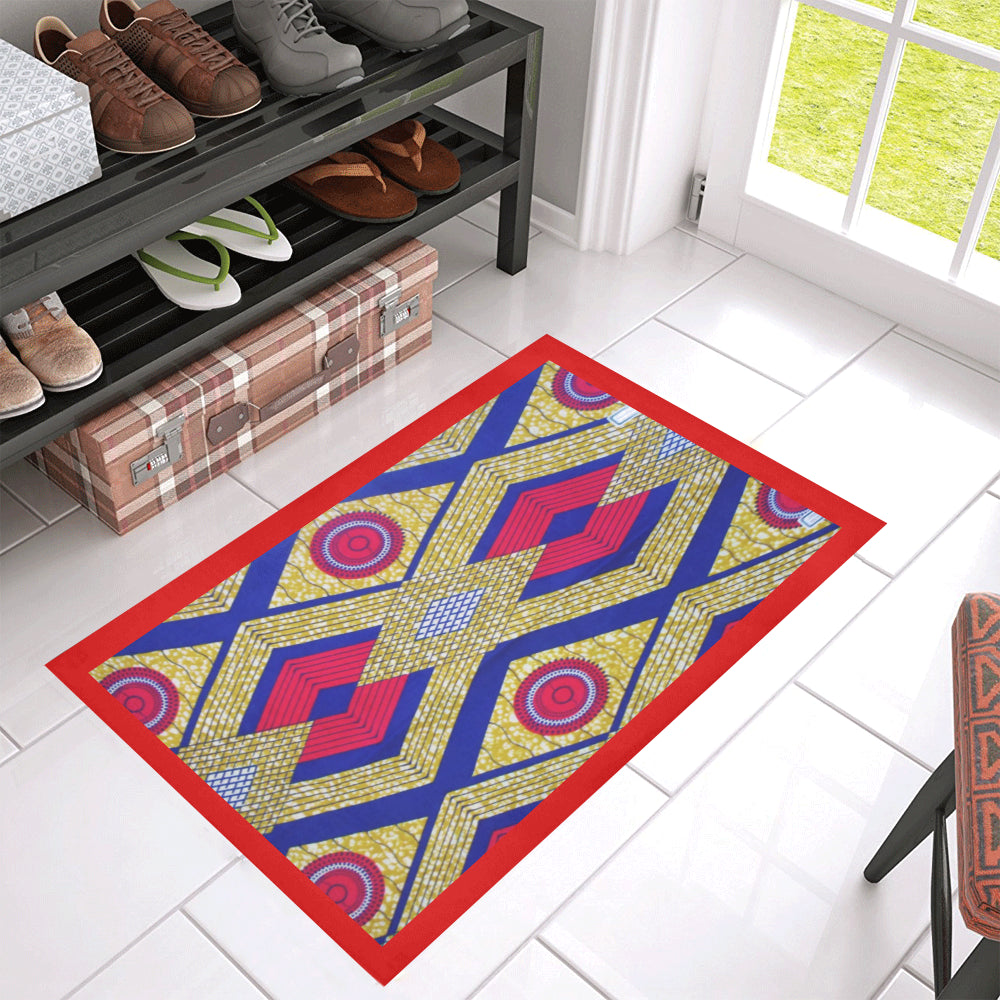 African Print 3 Azalea Doormat 30" x 18" (Sponge Material)