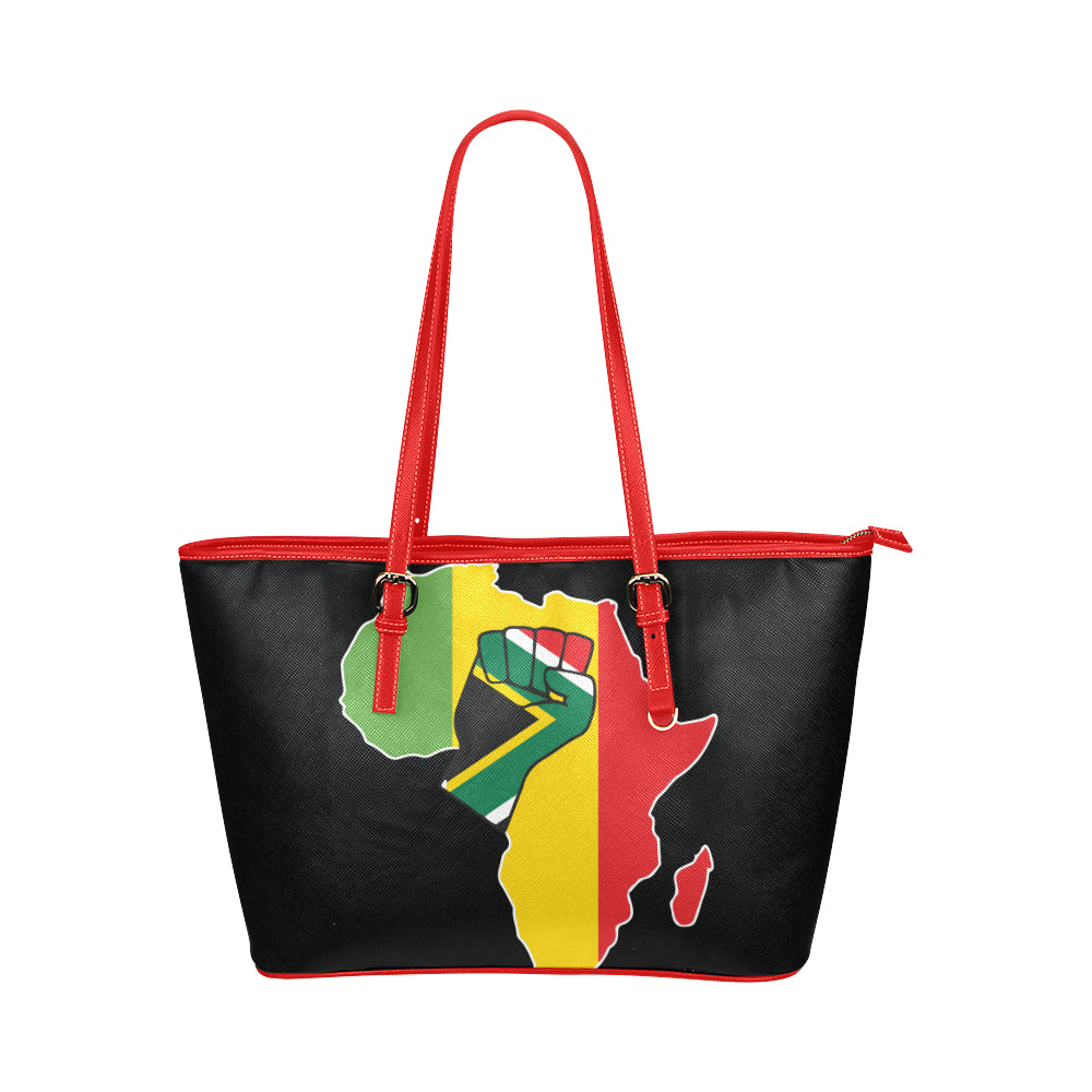 Africa Fist Pump Leather Tote Bag/Large