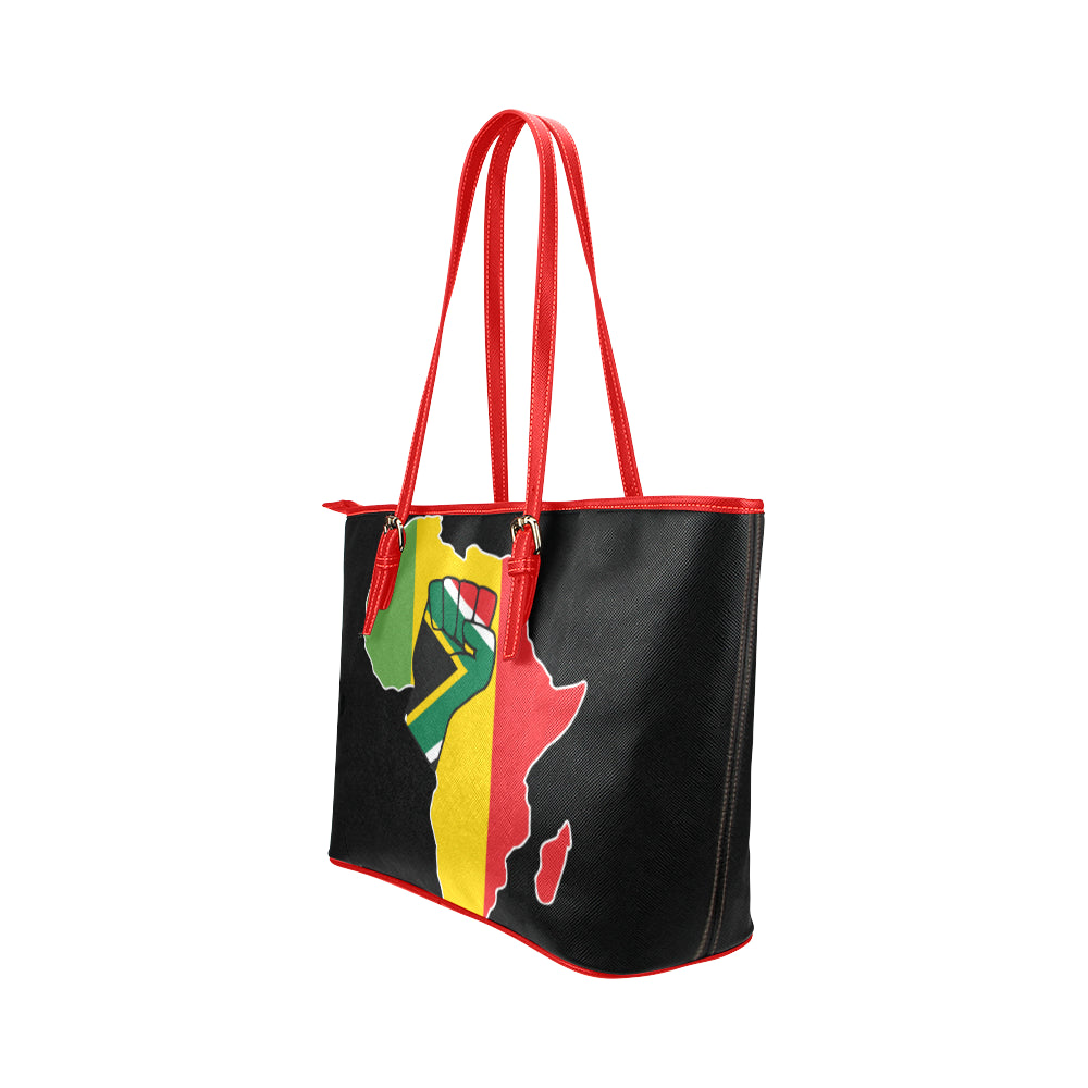 Africa Fist Pump Leather Tote Bag/Large