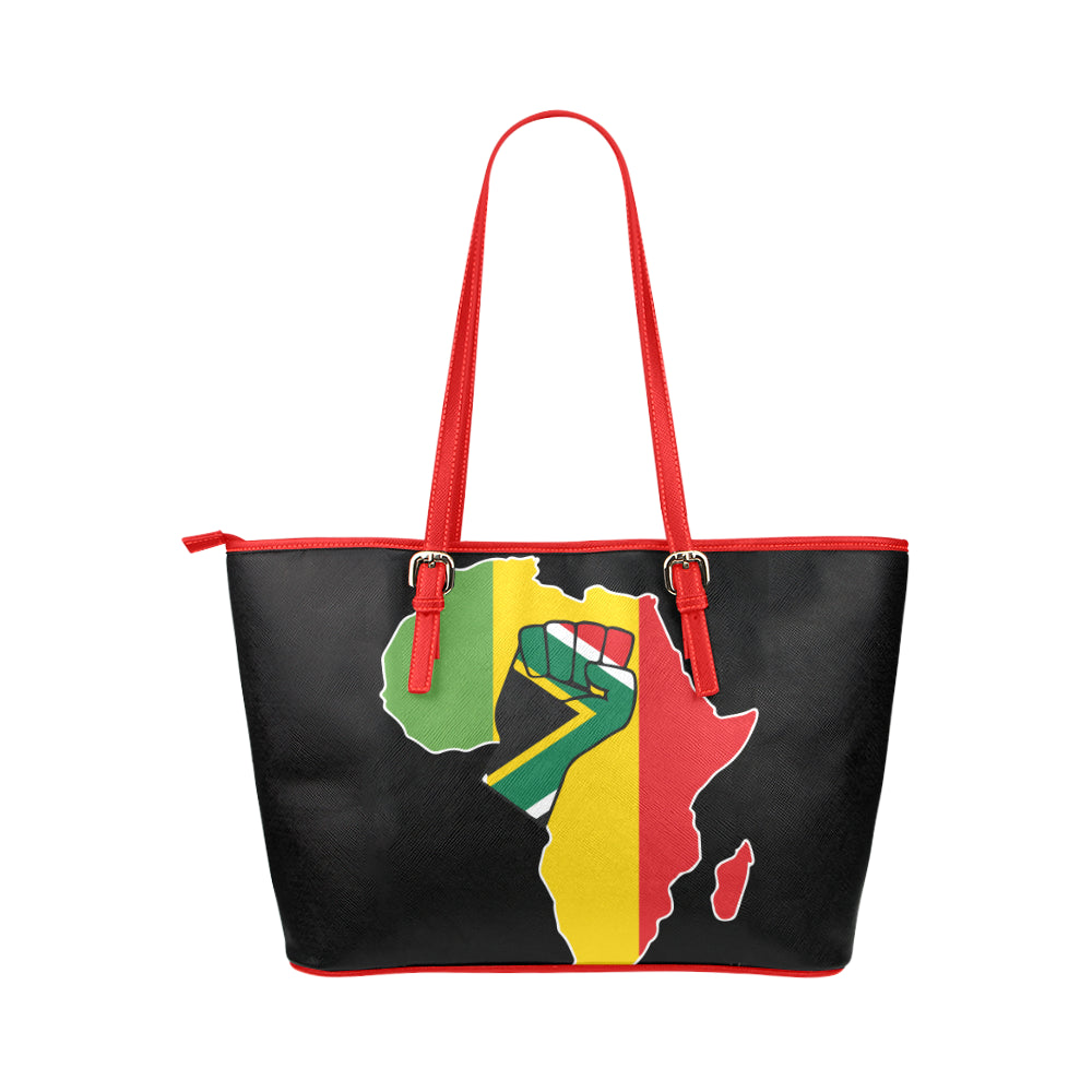 Africa Fist Pump Leather Tote Bag/Large