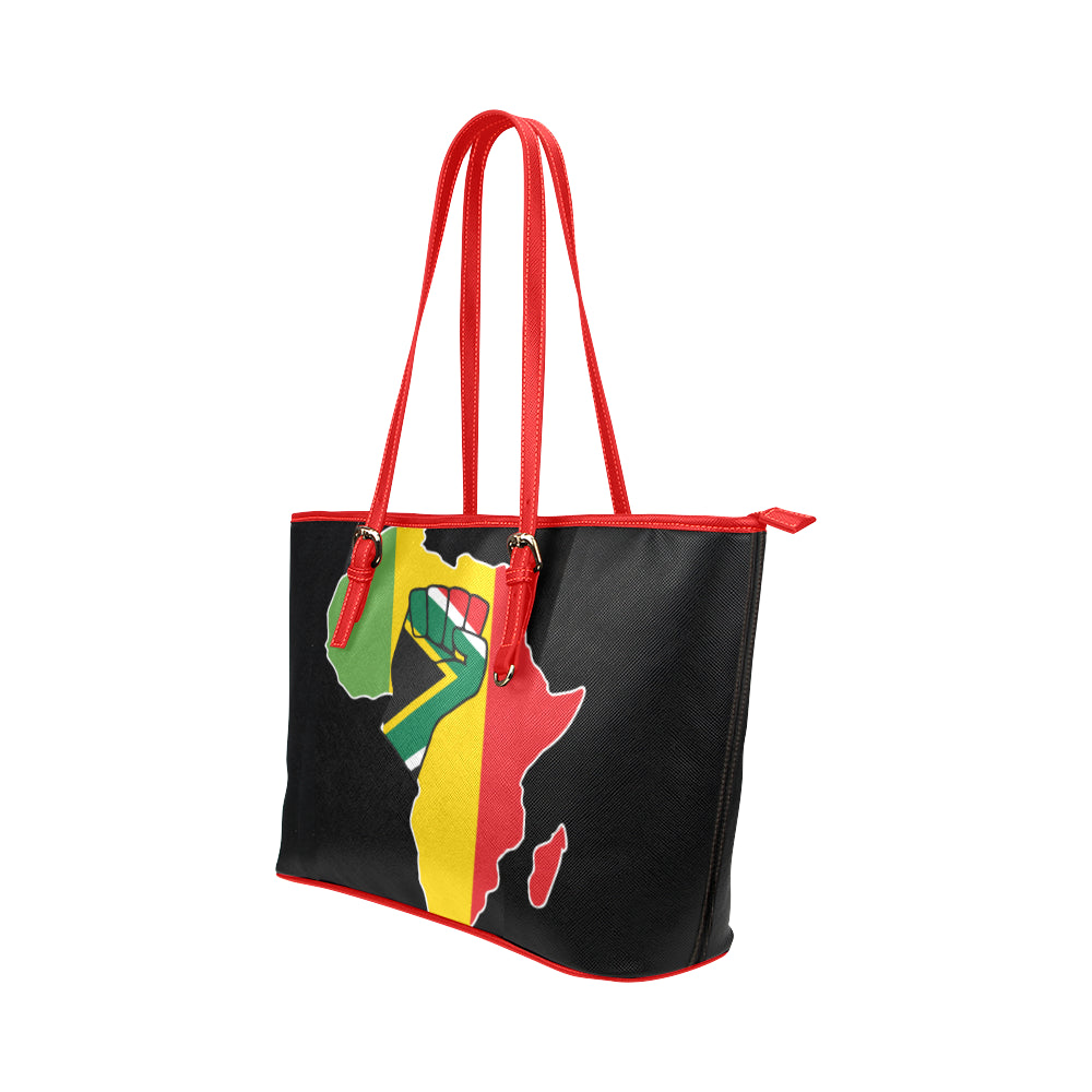 Africa Fist Pump Leather Tote Bag/Large